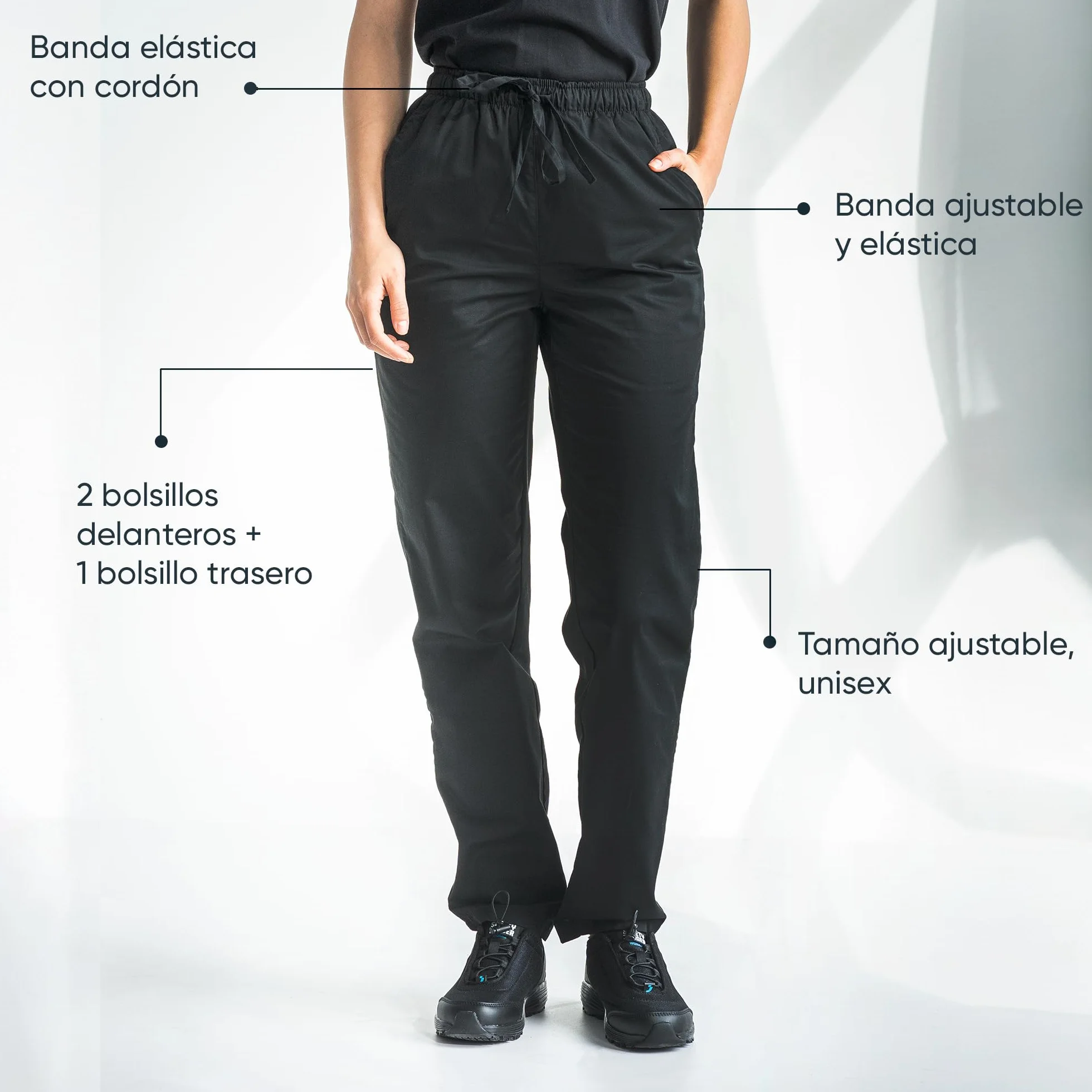 PALLTEX Carlo Pantalones de Cocinero Unisex EN 13688 con Cintura elástica con cordón