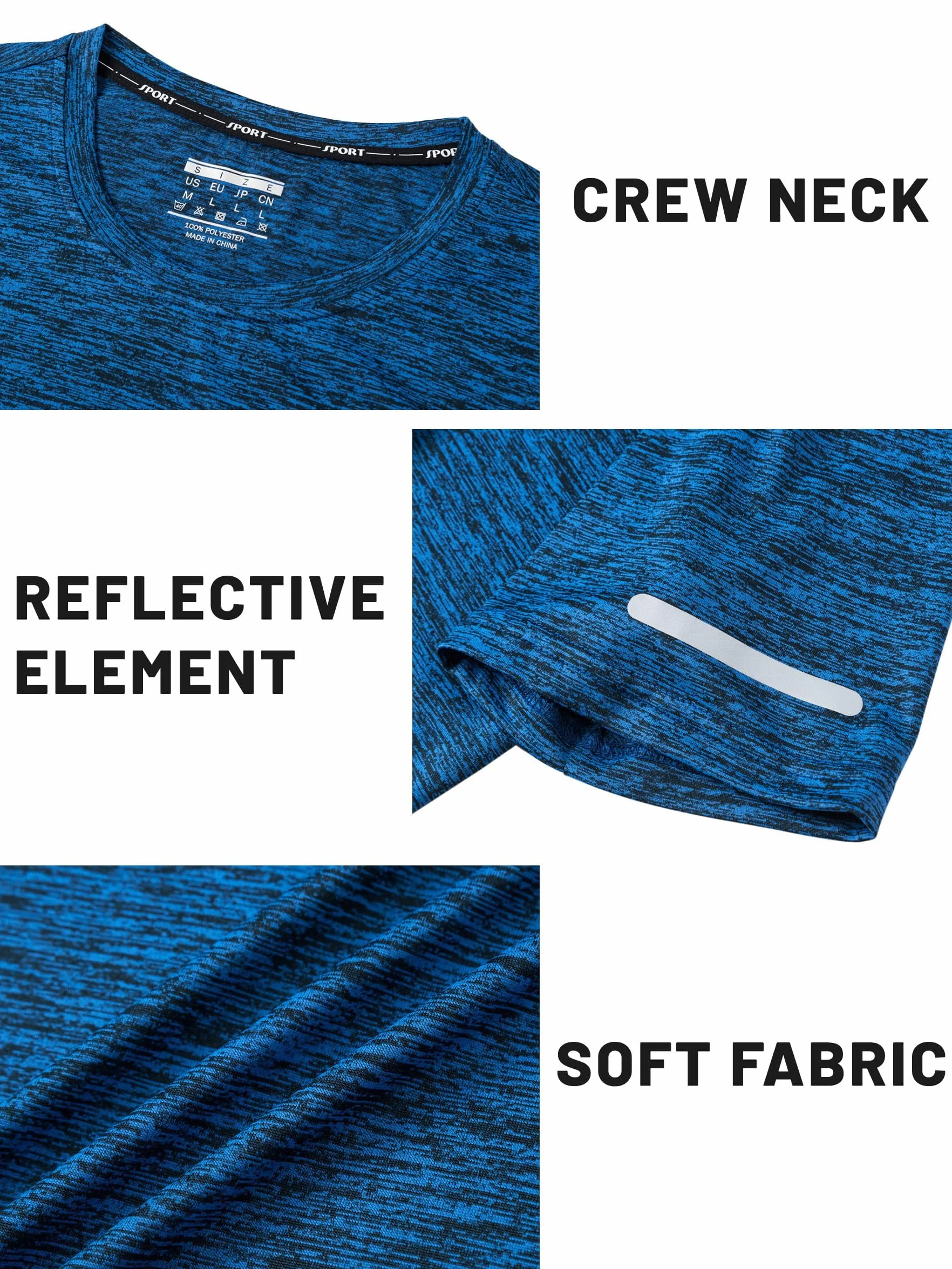 TACVASEN Camiseta de correr para hombre secado rápido manga corta cuello redondo verano deportes gimnasio