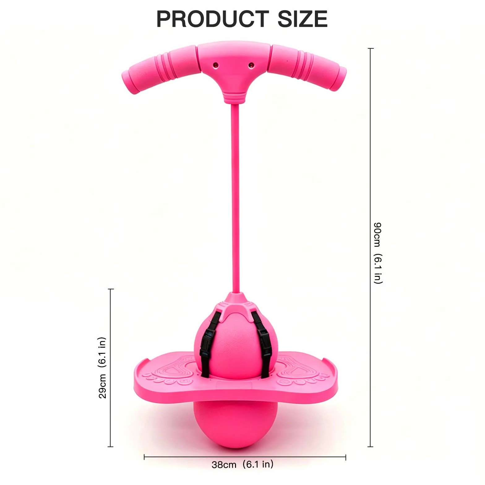 Balón para Saltar, Pelota de Salto de Pogo, Pelota de Rebote con Mango y Bomba de Aire, Parte Inferior Antideslizante, para Entrenar el Equilibrio, para Interiores y Exteriores (Rosa)