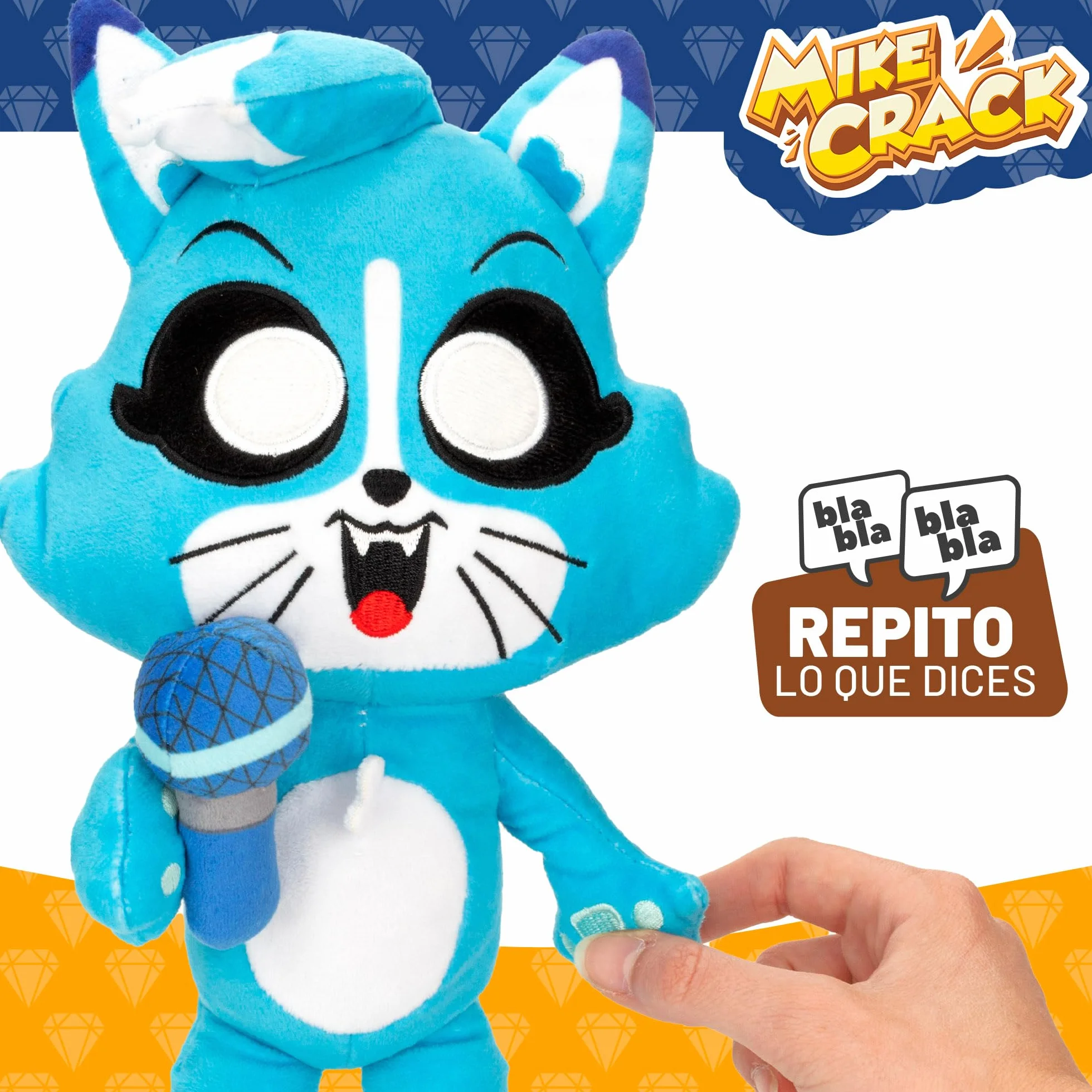 ColorBaby Mikecrack, Peluche Interactivo, Gatita Akela, con música, Grabación y reproducción de Voz, Juguete Personaje Youtube, 29 cm, Canta La Mejor canción, Repite lo Que Dices (85424)