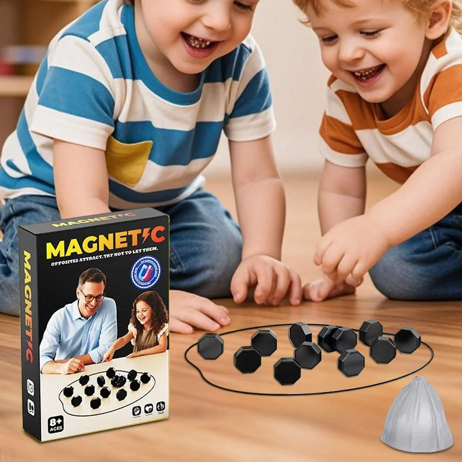 Juego de ajedrez magnético portátil con imán para viajes y camping. Con 20-40 piedras magnéticas como regalo para niños de 9 a 14 años. Incluye rompecabezas Checkers juego en formas geométricas.