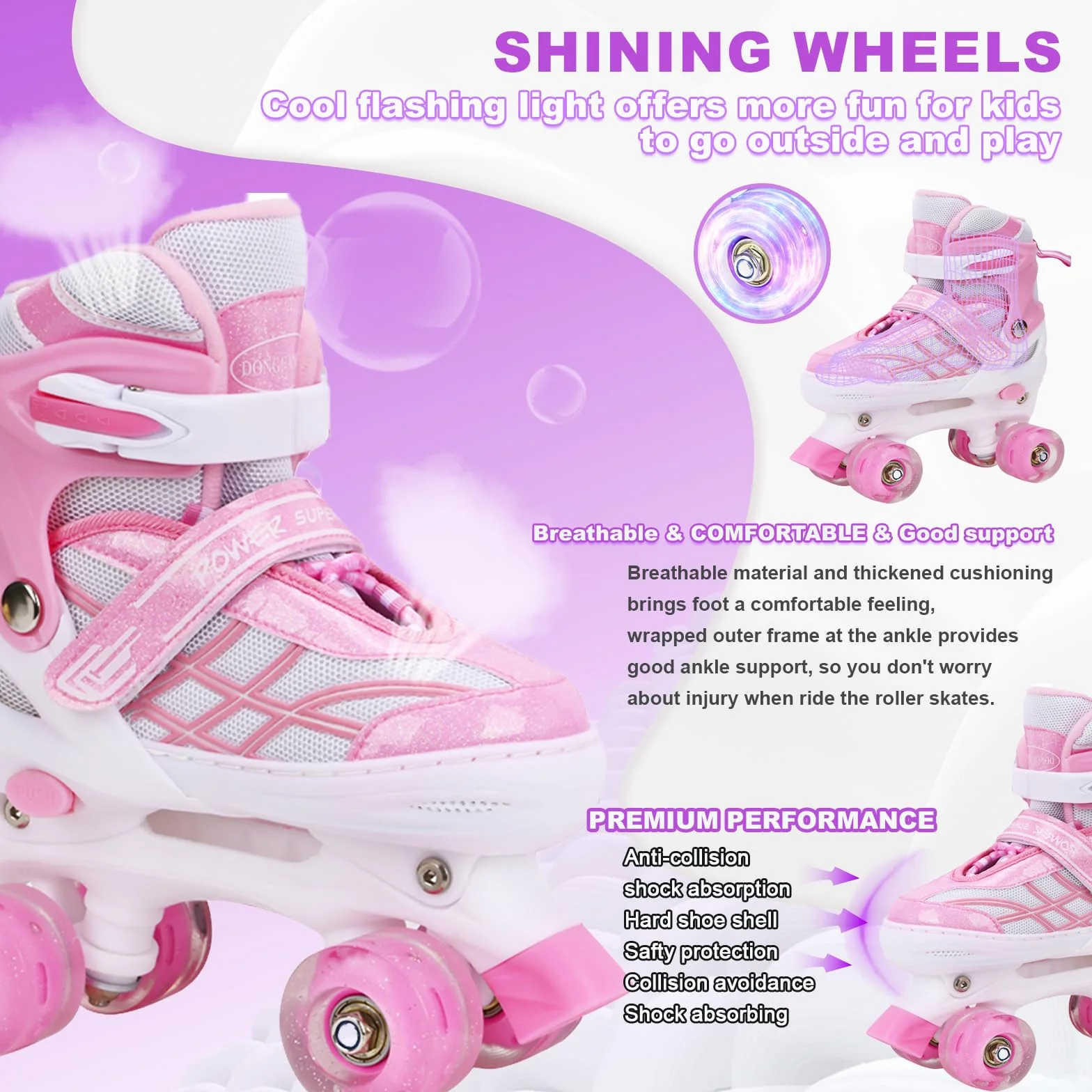 Patines Ajustables para Niñas Principiantes 4 Tallas