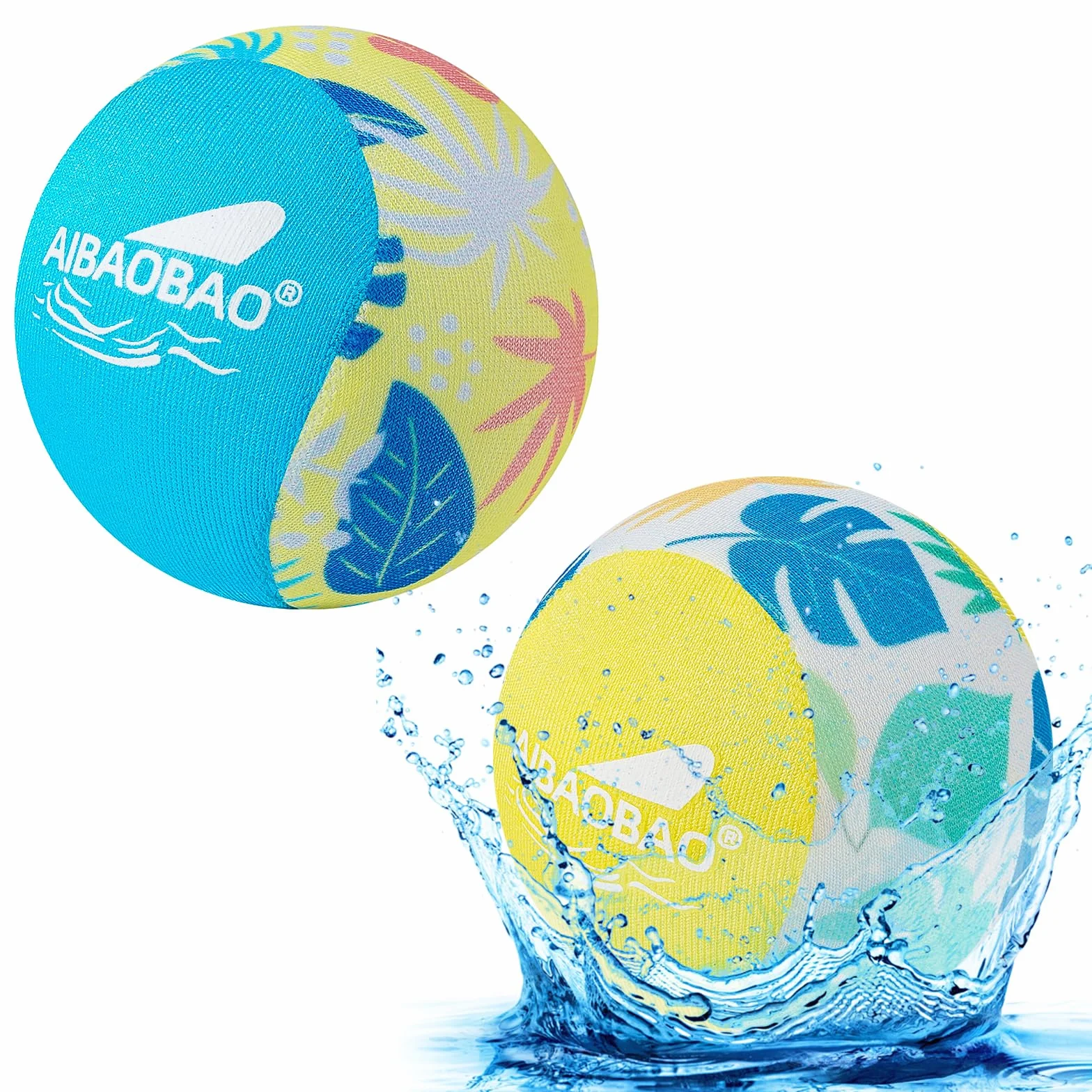 Pelota de Agua Que Rebota 2 PCS Ø55mm, Pelotas Saltarinas para Piscina y Playa, Reutilizables de Secado Rápido con Funda de Lycra, Juegos de Verano para Niños y Adultos (Amarillo + Azul)