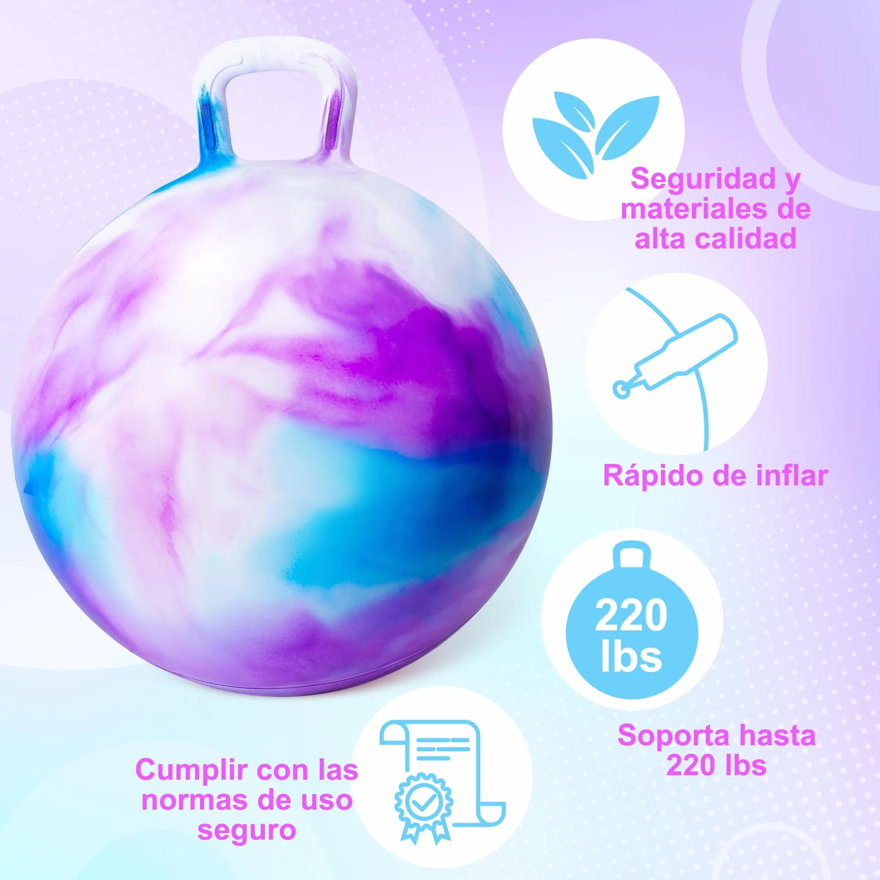 INPODAK Pelotas Saltarinas para Niños,Bola Hopper de 22 Pulgadas,Pelota Saltarina con Asa,Pelotas Saltarinas Inflables,Space Hopper para Niños de 7 a 12 Años,Juguetes Saltarines para Ninos