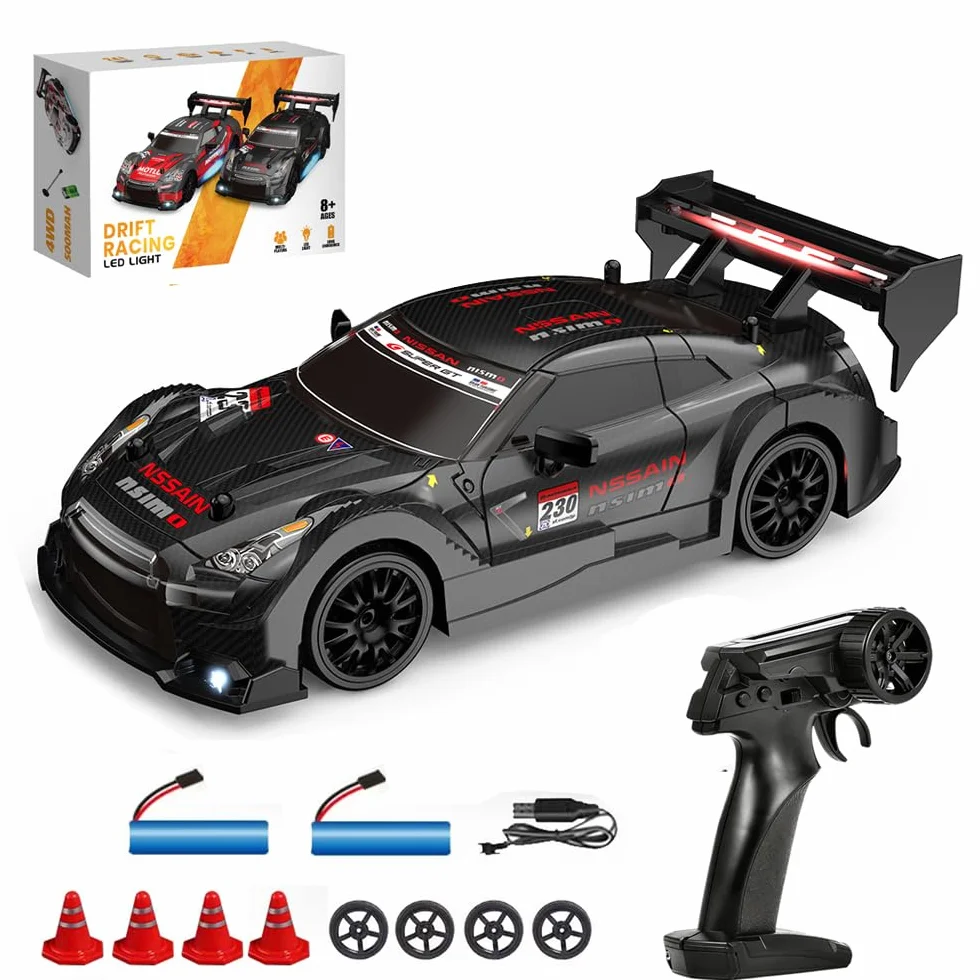 Drift Car 1:24 Coche de carreras teledirigido 20 km/h 4WD 2,4 GHz Control remoto Mini RC Car con luces LED para niños