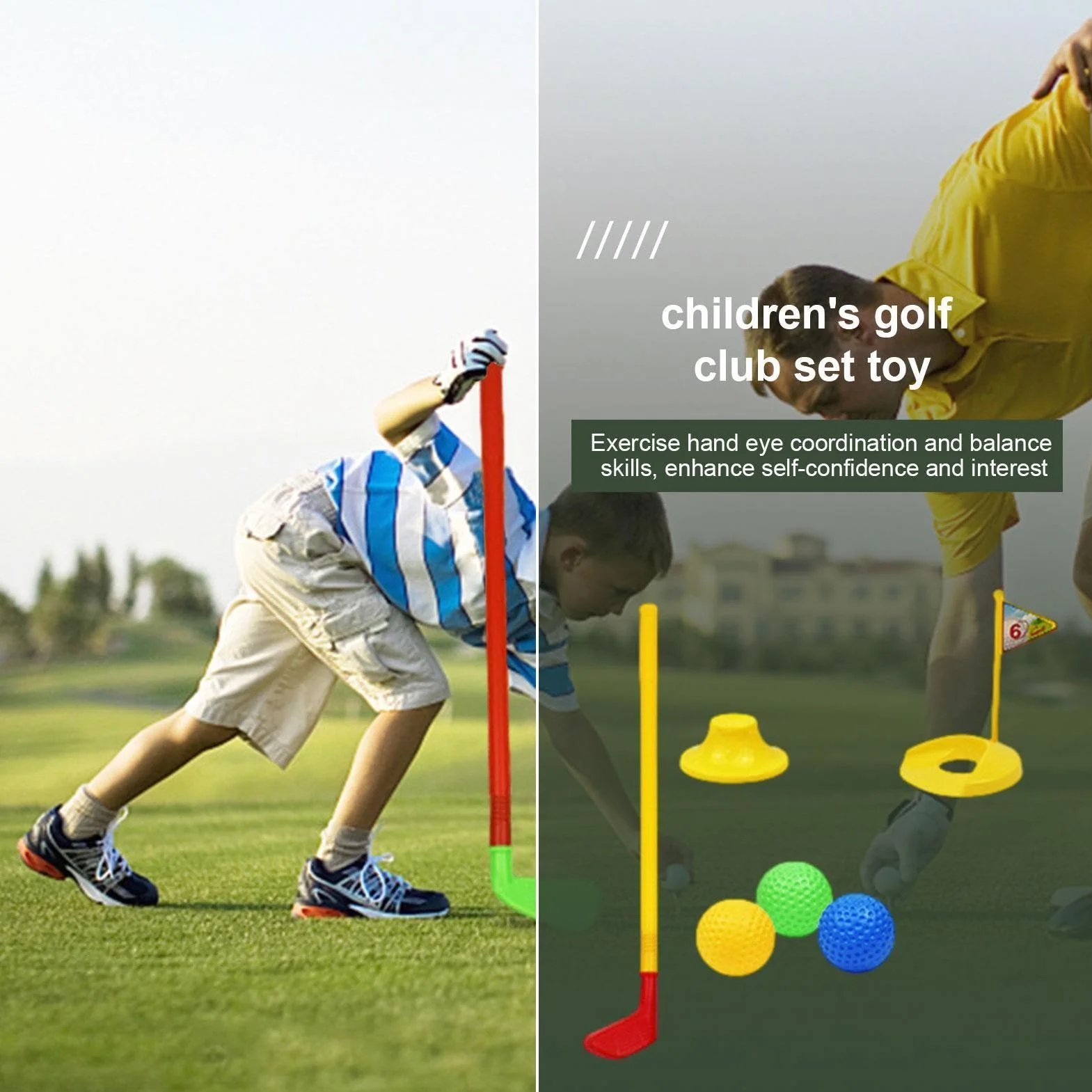 Juego de Golf para niños pequeños | Juego de Juguetes de Golf portátil para niños - de Juguetes de interacción Entre Padres e Hijos para pequeños, para césped, jardín, Patio