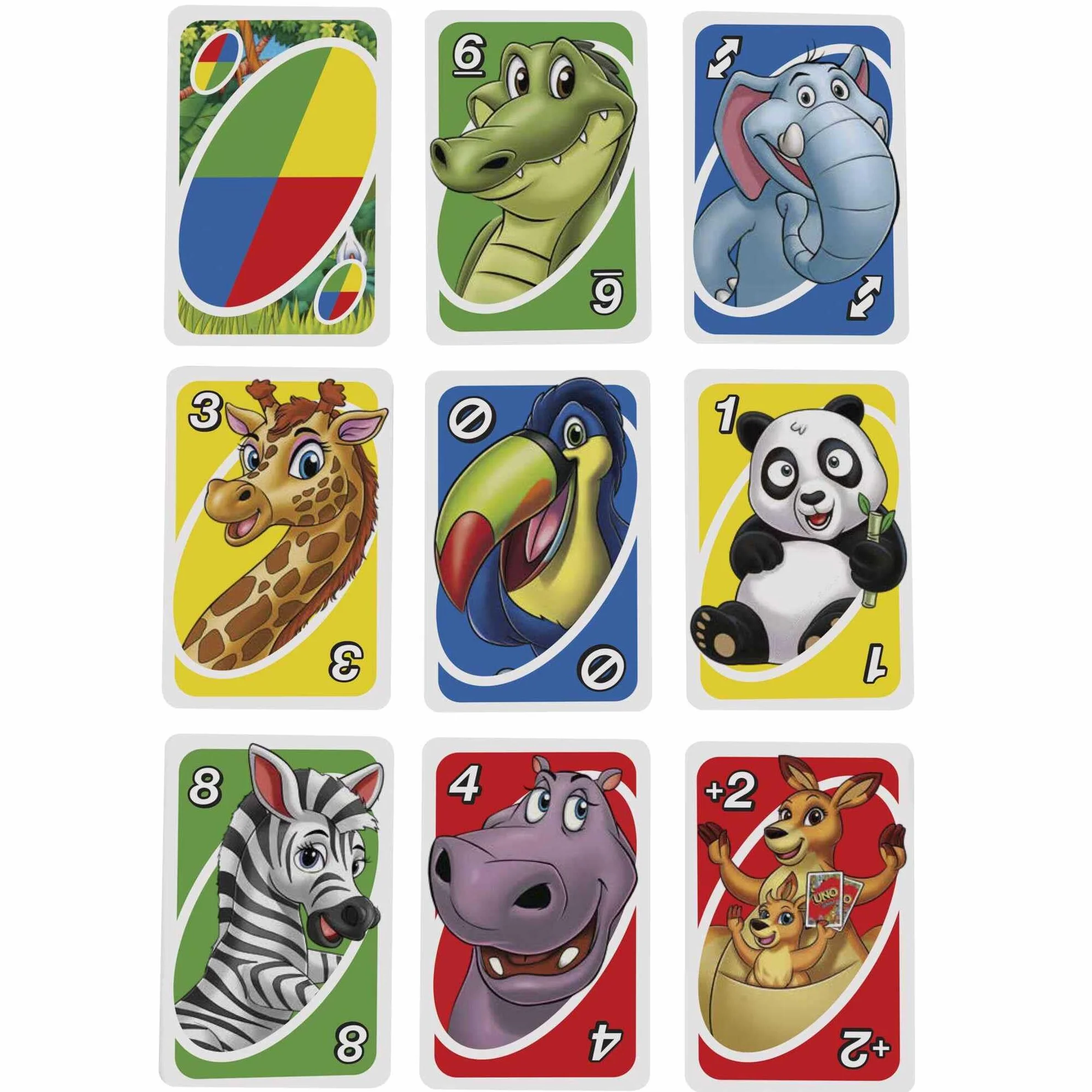 Mattel Games, Juego de Cartas UNO Junior, Juego de Mesa para niños con Dibujos de Animales (Mattel GKF04)