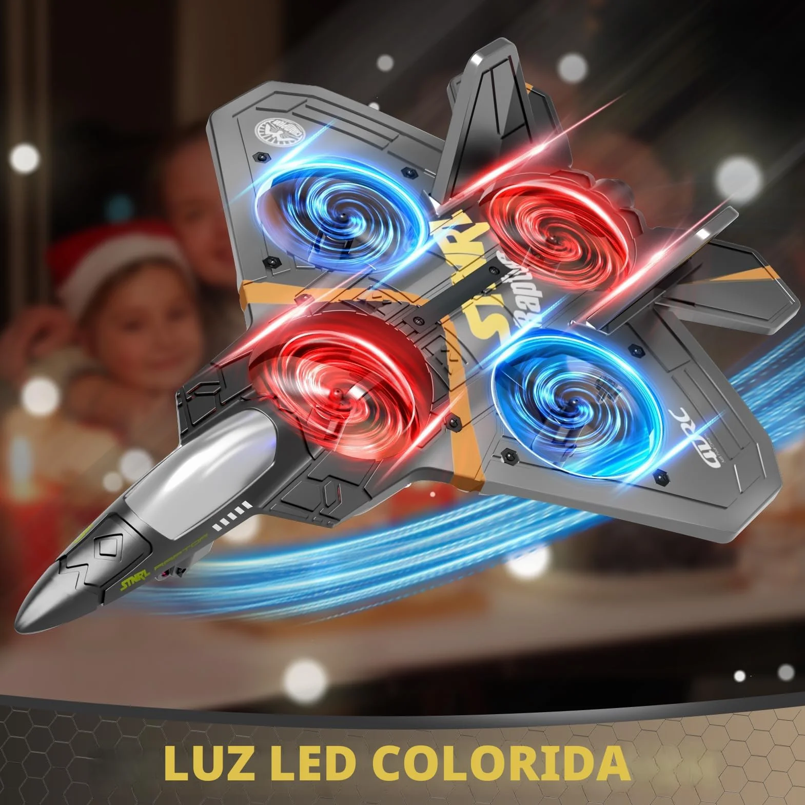 4DRC V17 - Avión teledirigido de 6 Canales, con función Gravity Sensing Stunt Roll Cool Light, avión teledirigido de 2,4 GHz, Planeador Volante a Distancia, fácil de pilotar para Adultos, niños