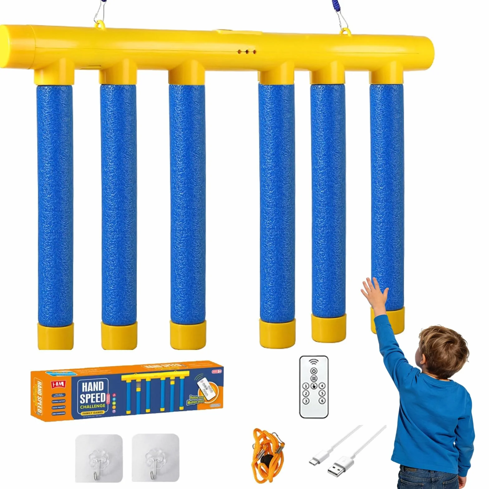 Juego de Reflejos Palos para Atrapar, Juguete de Coordinación Mano-Ojo con Mando a Distancia, 3 Velocidades Ajustables Desafío de Velocidad para Niños Familia Fiesta Interior Exterior