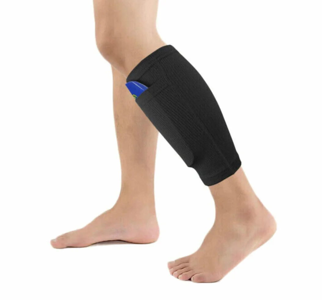 Fútbol Espinilleras Doble Capa Calcetines Manga Soccer Shin Guard Sleeves