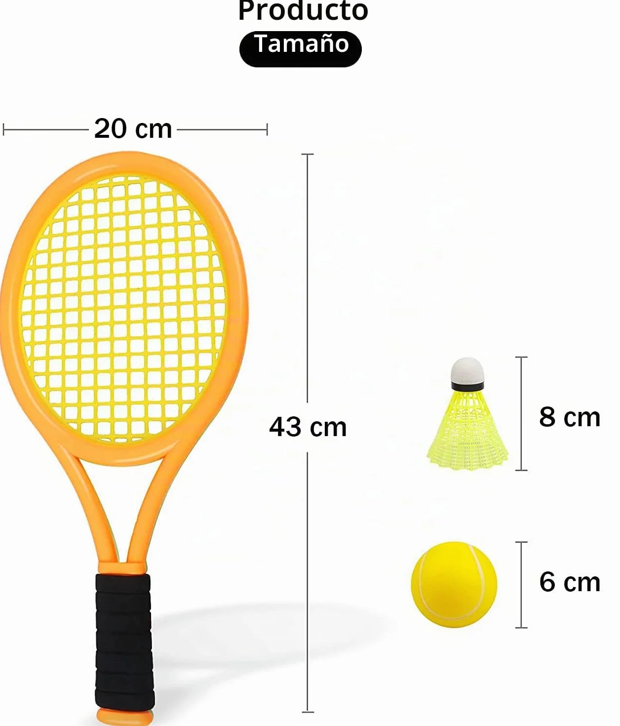 Juego de Raquetas de Tenis para niños, de 17 Pulgadas, con 4 Pelotas Suaves y 6 Volantes de bádminton para niños pequeños, Deportes en Interiores y Exteriores