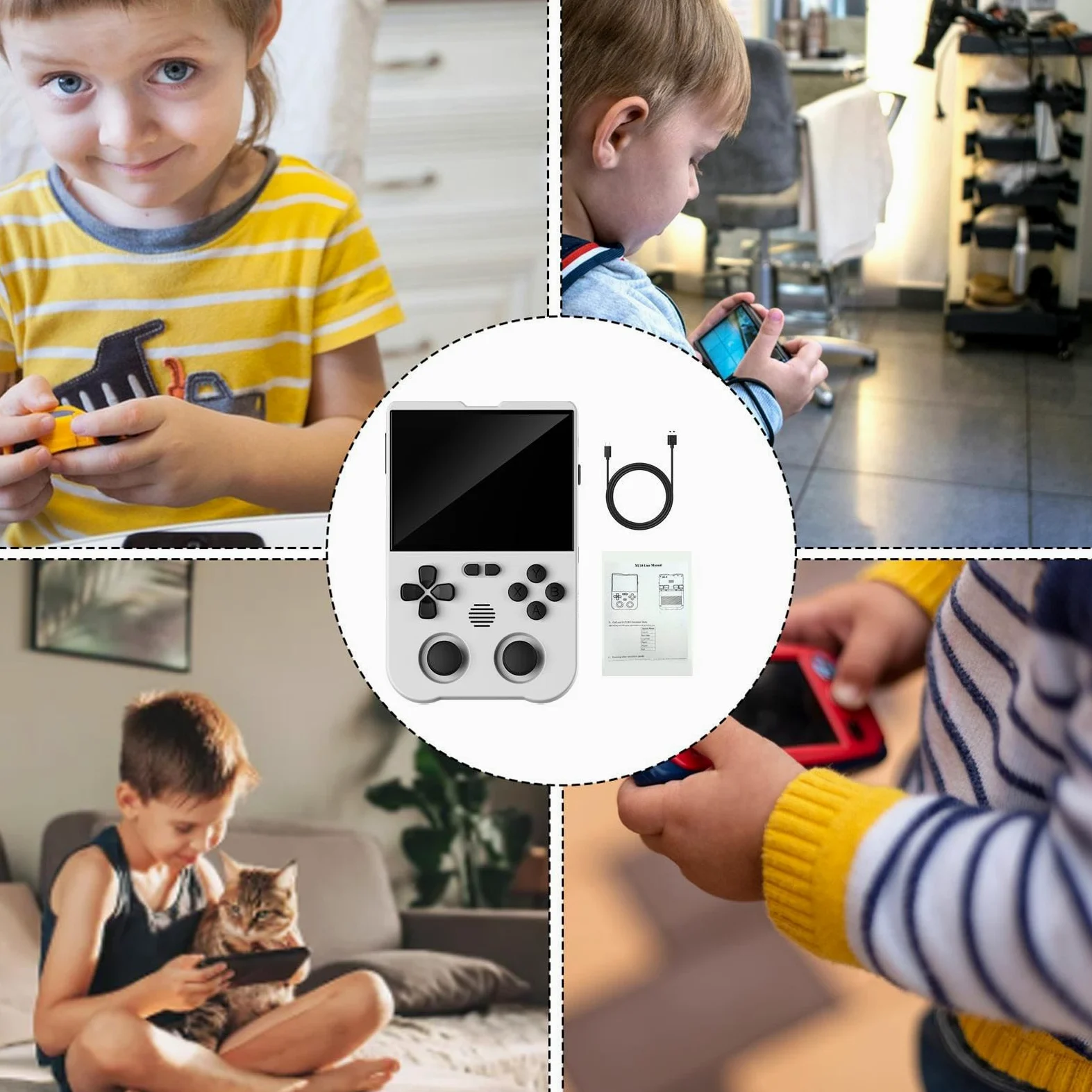 JINGAN Mano retro | Consola de juegos retro con batería de 3000 mAh | pantalla táctil de 3,5 pulgadas, consola de juegos para amantes de los juegos portátiles, admite múltiples emuladores, regalo