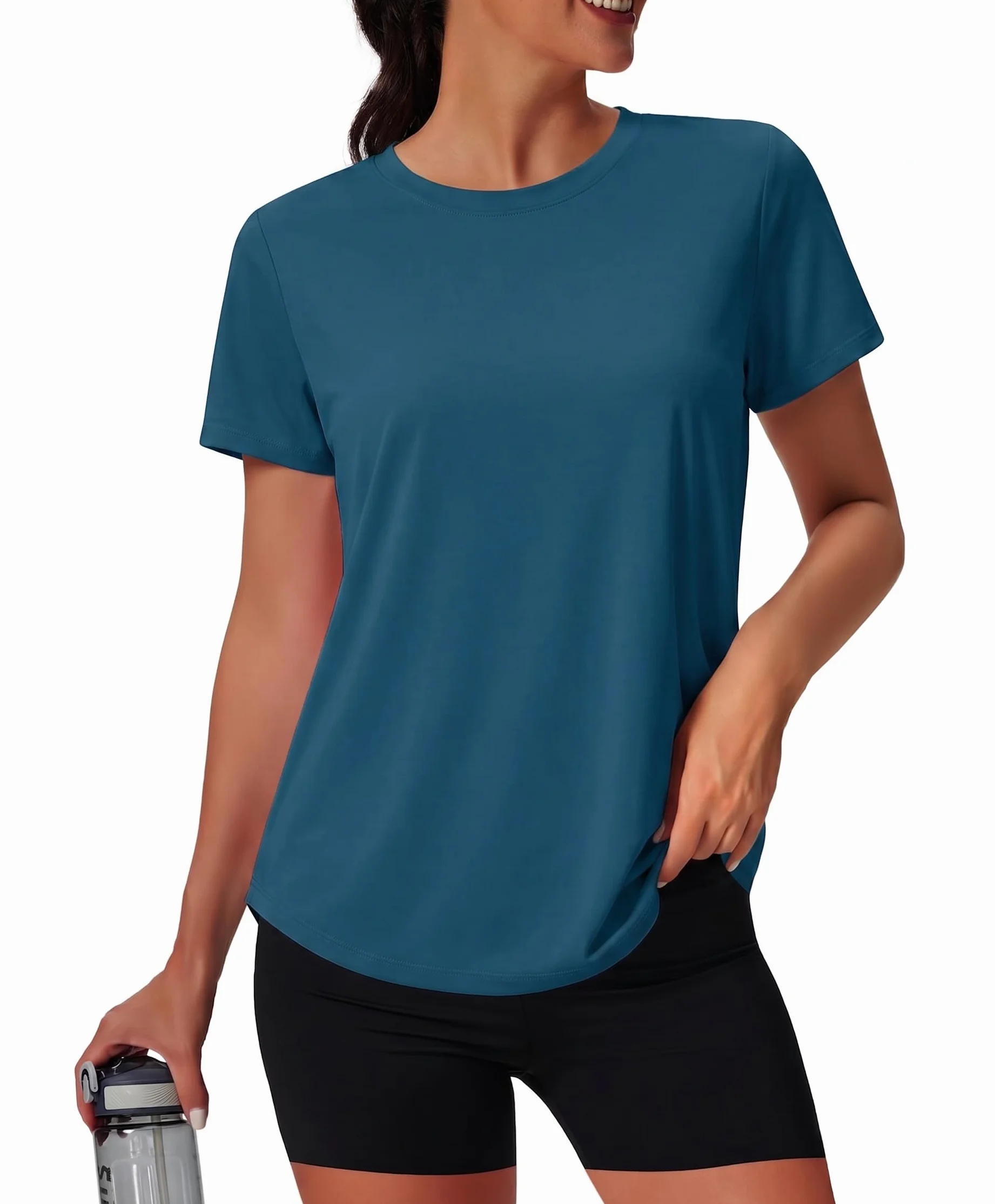 PINSPARK Camiseta entrenamiento mujer manga corta protección UV secado rápido deportes natación
