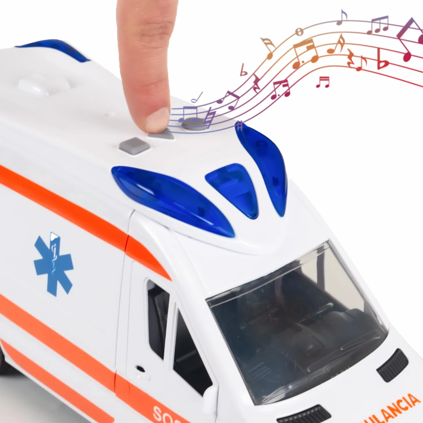 CELMAN Coche de Juguete médico Responder, camioneta de Rescate con Camilla, portón Trasero para Abrir, luz y Sonido, Gran Coche de Juguete Ambulancia para niños a Partir de 3, 4, 5, 6, 7, 8 años