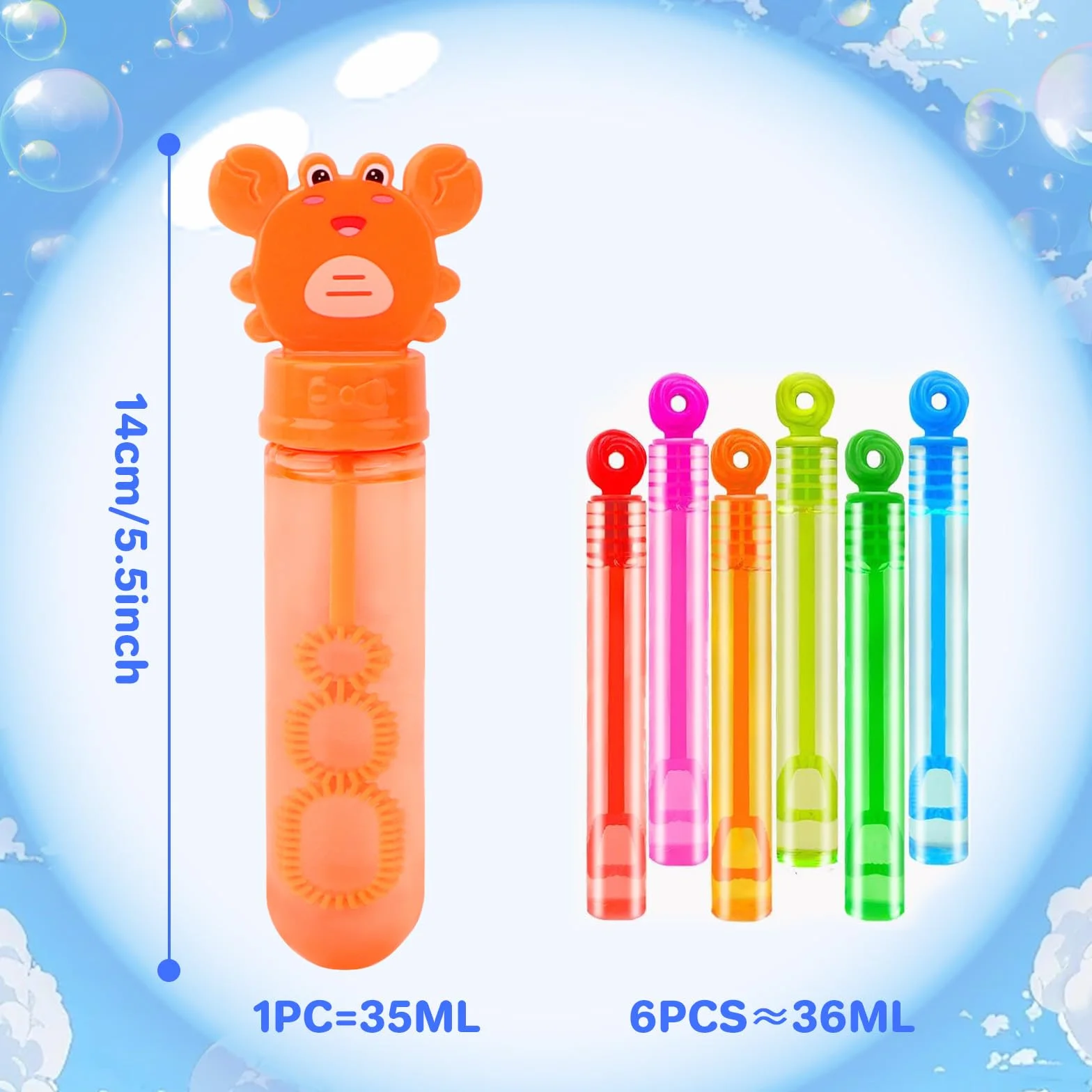 deAO 24 Piezas Pomperos de Jabón, Pomperos para Niños, Burbujas Niños, 3 Colores Varitas, Tubos para Crear Burbujas de Jabon, 35ML Cangrejos Mini Burbujas Niños Cumpleaños Set (Cangrejos)