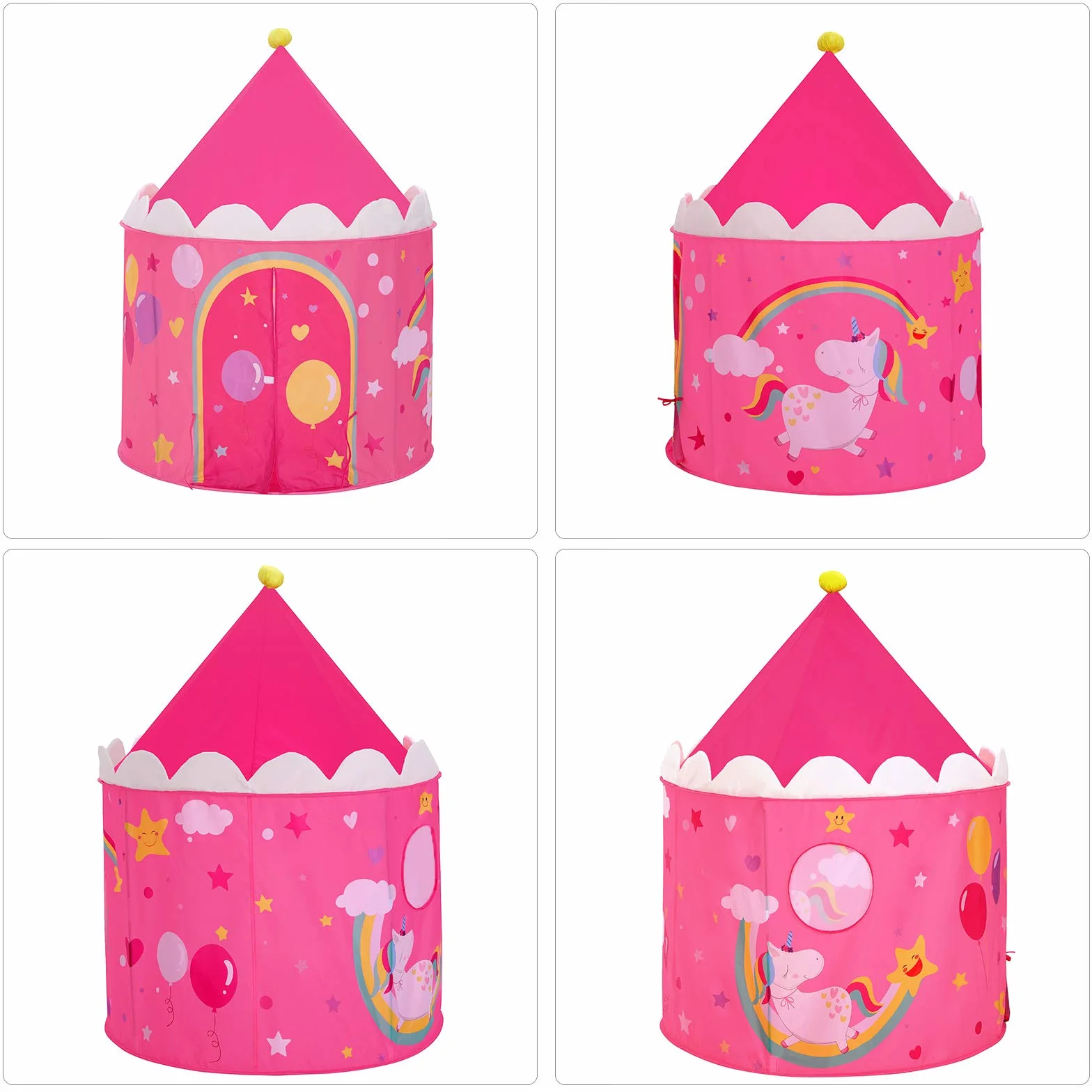SONGMICS Tienda para Niños, Carpa Infantil, Castillo de la Princesa, Pop Up, Regalo para Niños, para Interior y Exterior, Bolsa de Transporte, Rosa y Amarillo LPT04PY