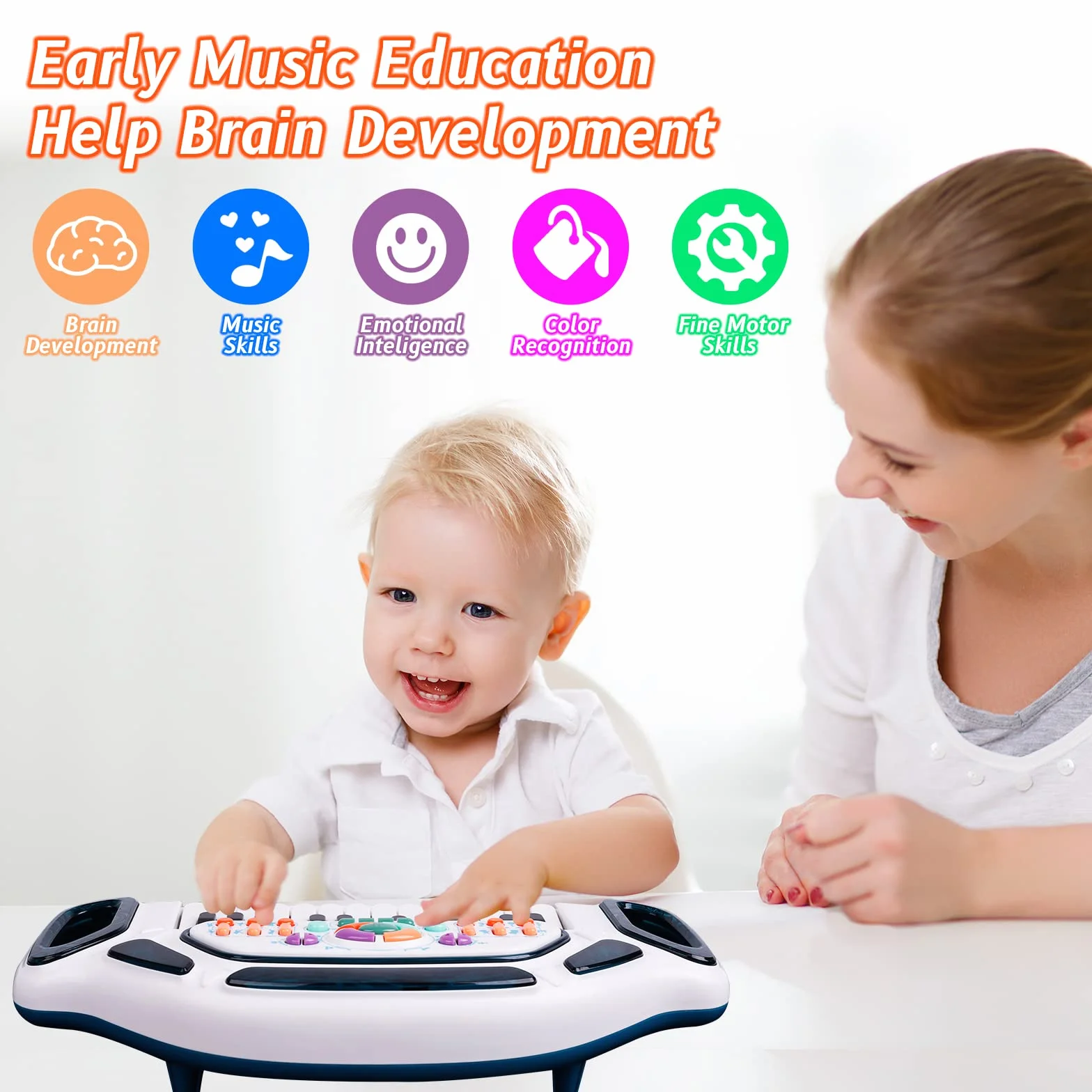 Teclado de juguete de piano para niños pequeños, juguetes multifuncionales para niños, regalos de cumpleaños para niños y niñas de 1 a 6 años