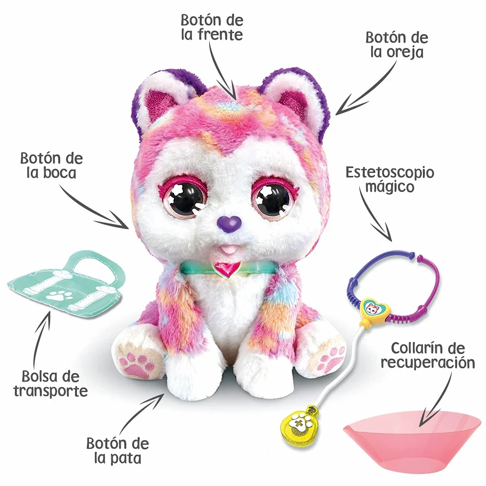 VTech - Husky Visita al Veterinario, Peluche Interactivo, Juguete para niños +3 años, más de 100 Combinaciones de Sonidos y Movimientos, versión ESP (3480-529722)