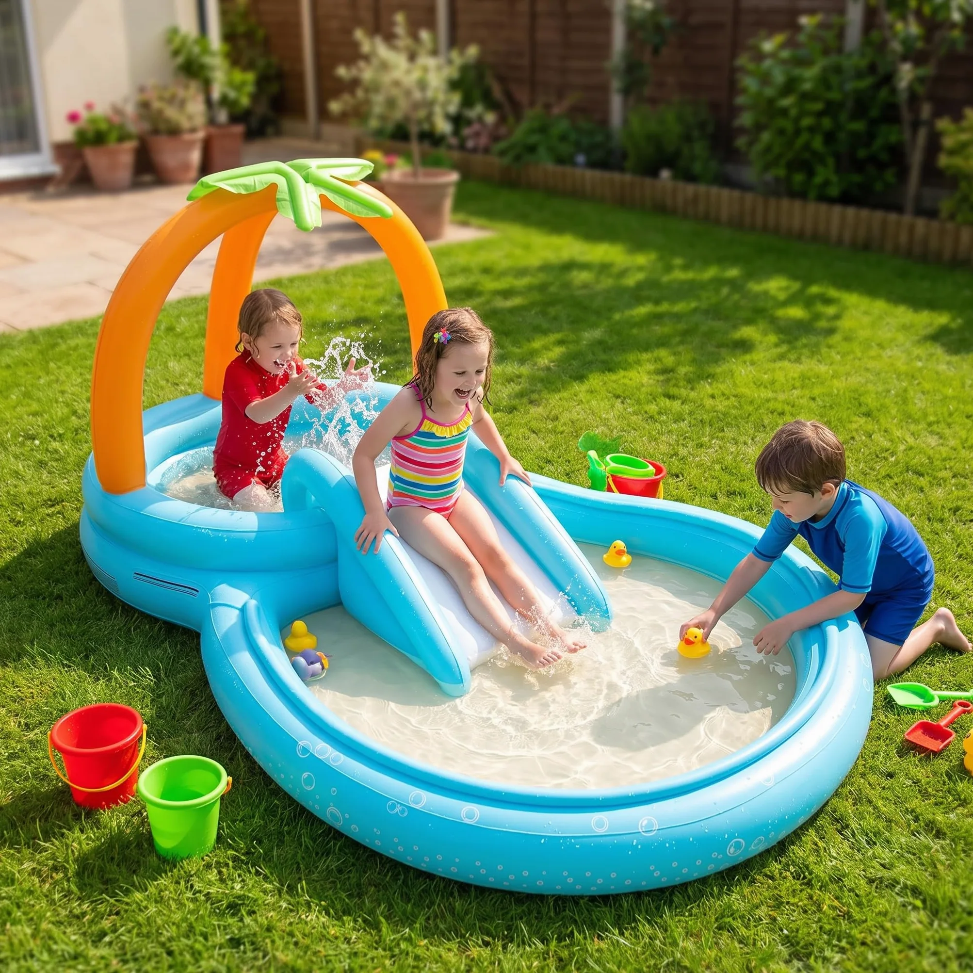 Piscina Hinchable Infantil: Centro Juegos Acuático PVC para Niños 4 a 6 Años