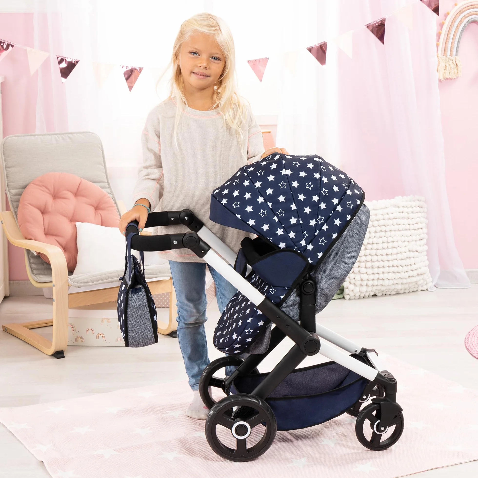 Bayer Design Cochecito de muñeca Combi Xeo Convertible Regulable en Altura