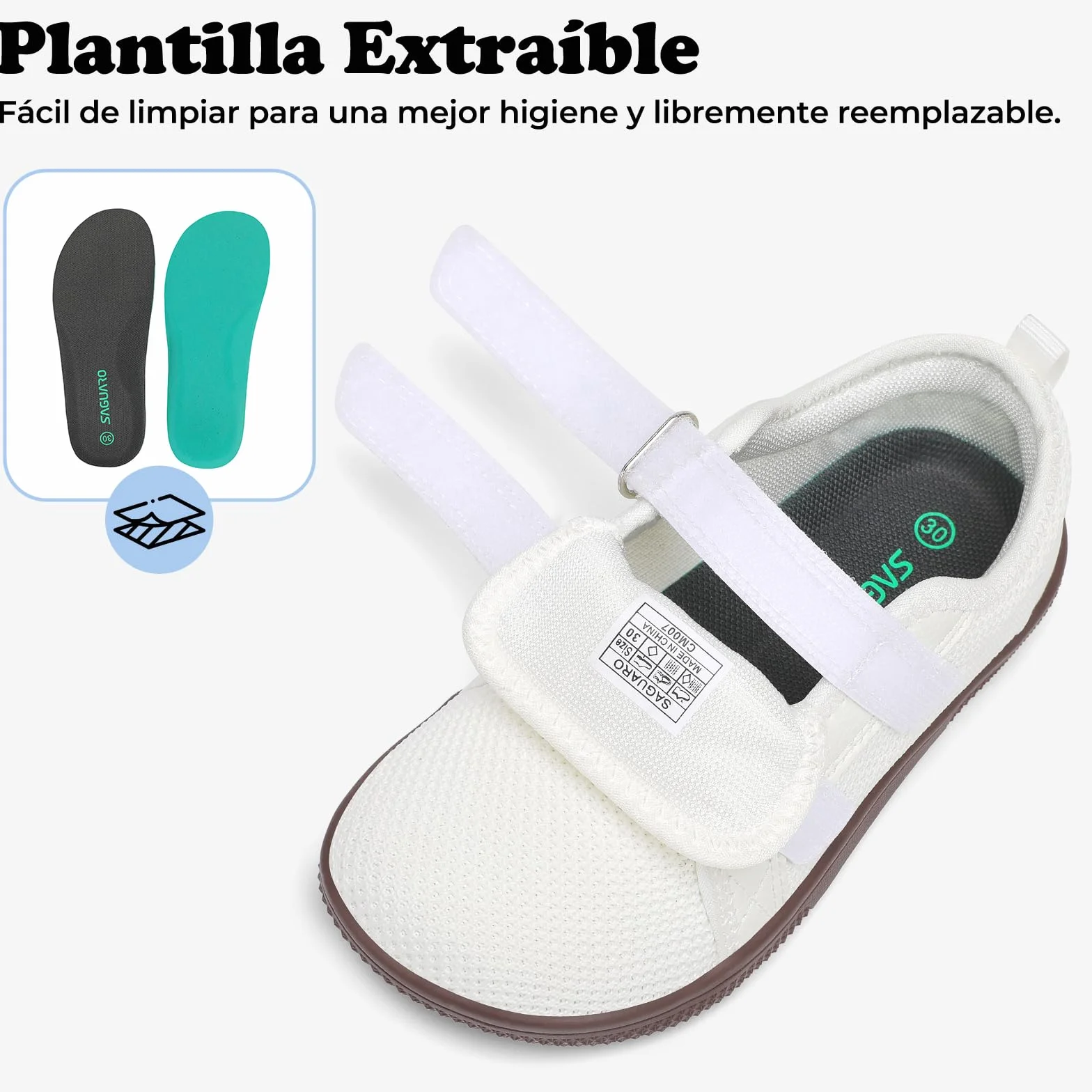 SAGUARO Zapatillas Barefoot Niños Calzado Deportivas Puntera Ancha Zero-Drop Sole Gr.25-35