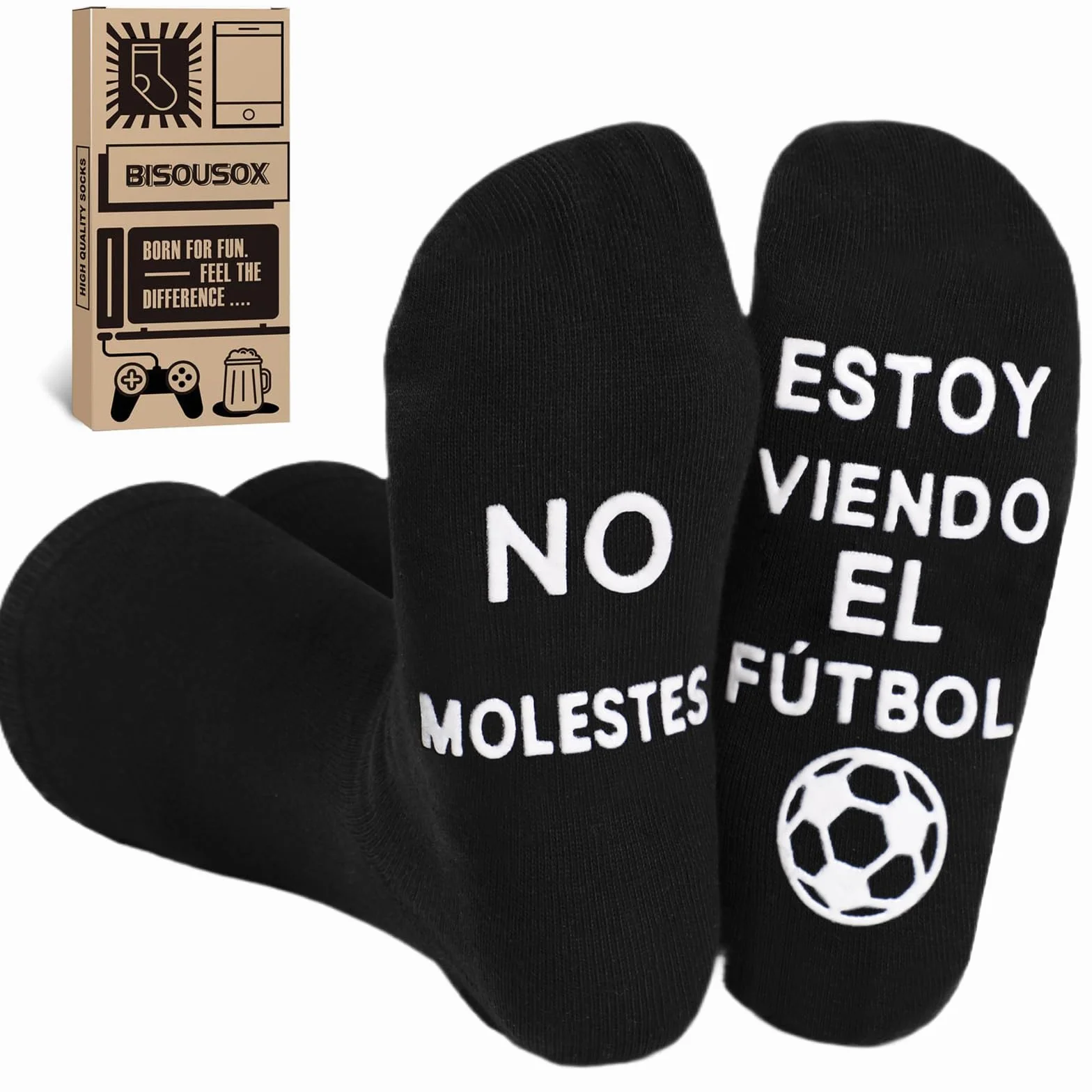BISOUSOX Calcetines Hombre Algodón 39-46 Antideslizantes Fútbol Regalo