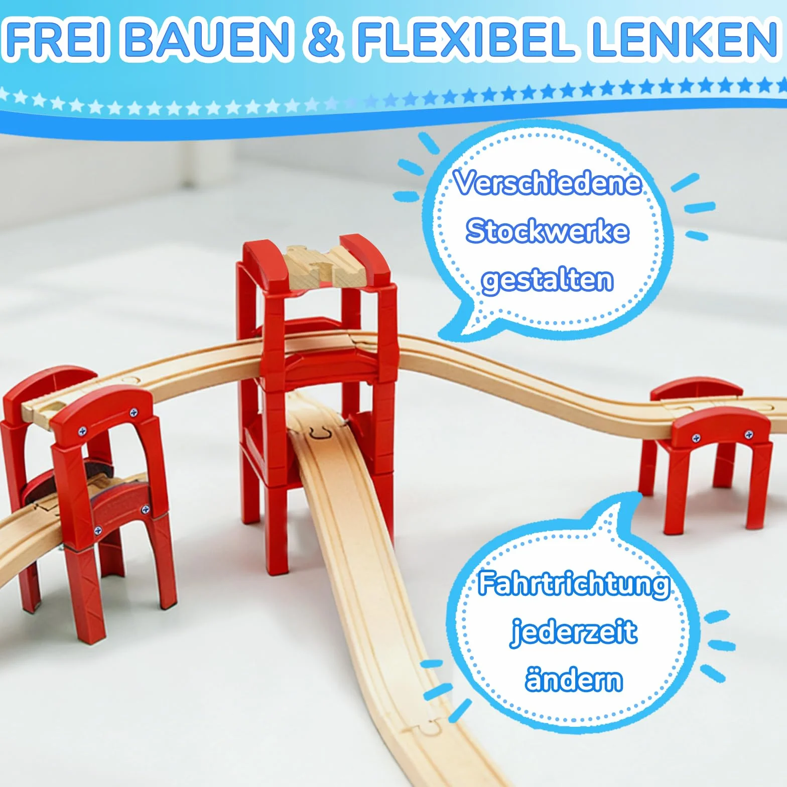 Accesorios para Tren de Madera, 14 Piezas, Compatibles con Todos los Sistemas de Rieles de Madera, Aptos para Niños de 3 Años