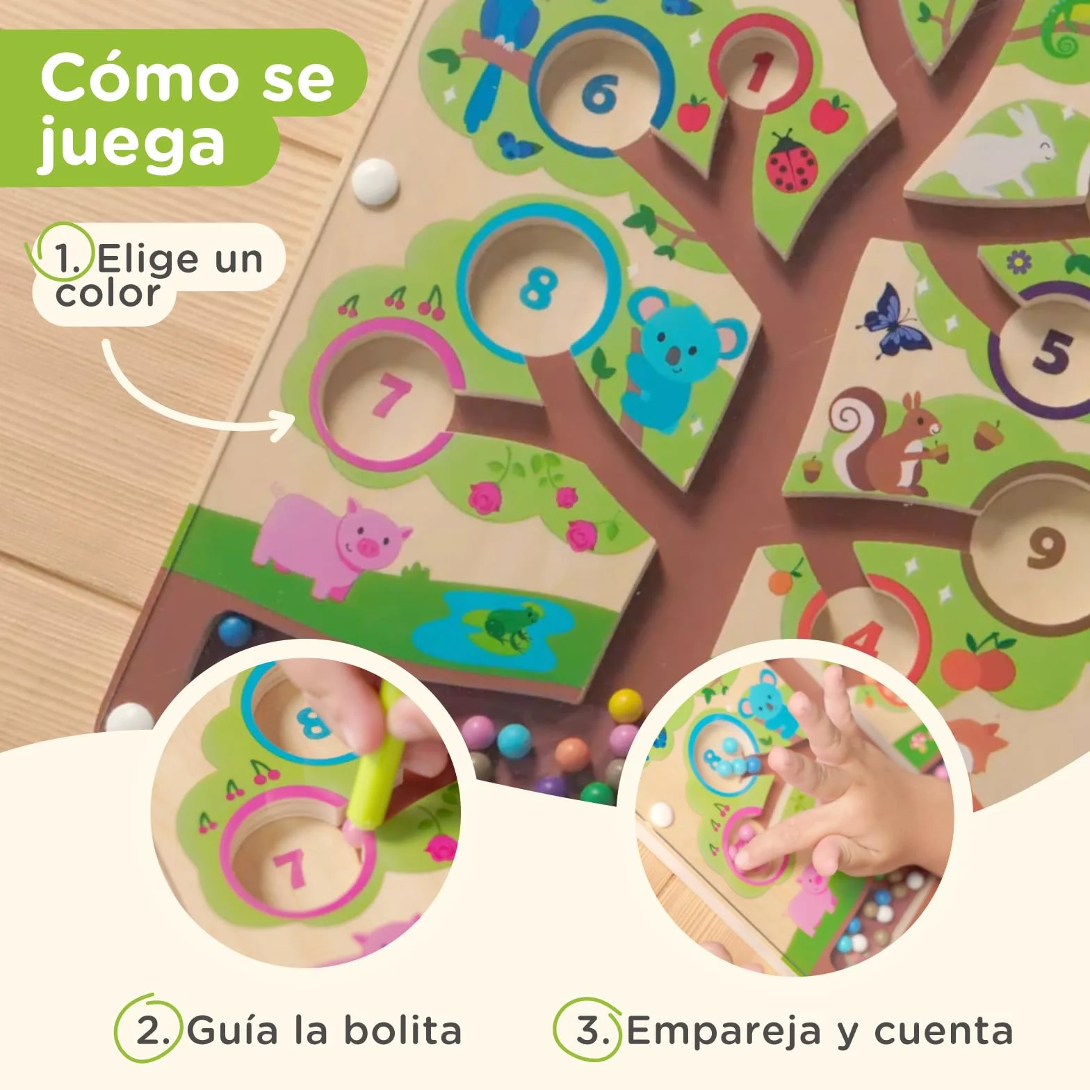 Nene Toys Laberinto Magnético de Colores y Números – Juego Montessori de Madera – Juguete Educativo de Motricidad Fina 2 3 4 5 Años – Tablero Magnético de Viaje – Regalo para Niños y Niñas