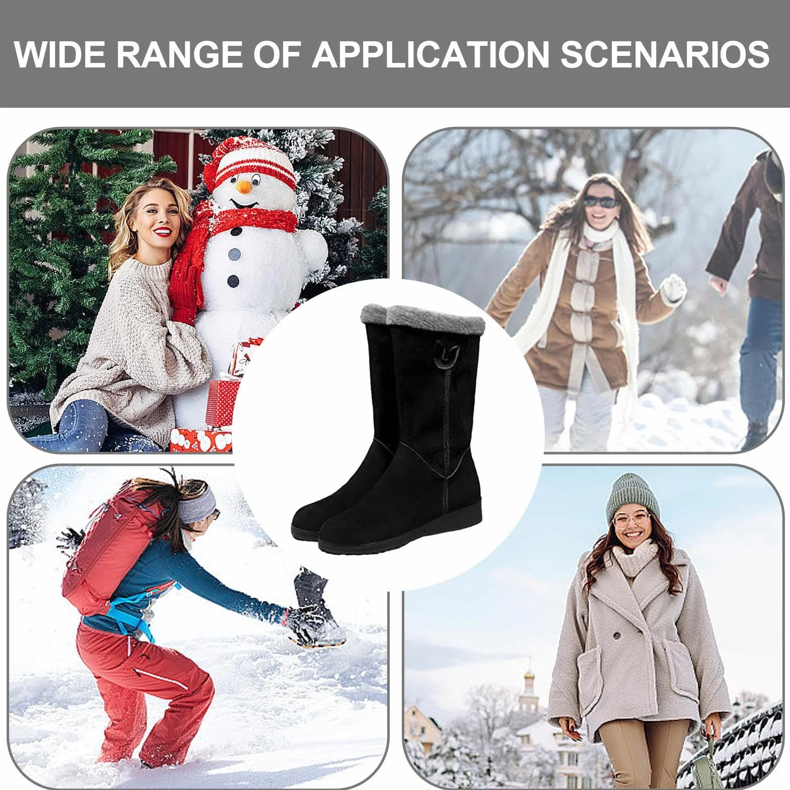 Generisch Botas de nieve impermeables cálidas aisladas antideslizantes para mujer invierno