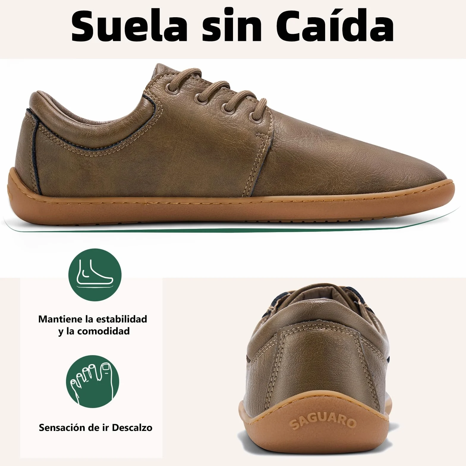 SAGUARO Zapatillas Minimalistas Barefoot Hombre Puntera Ancha Noble II Talla 36-48