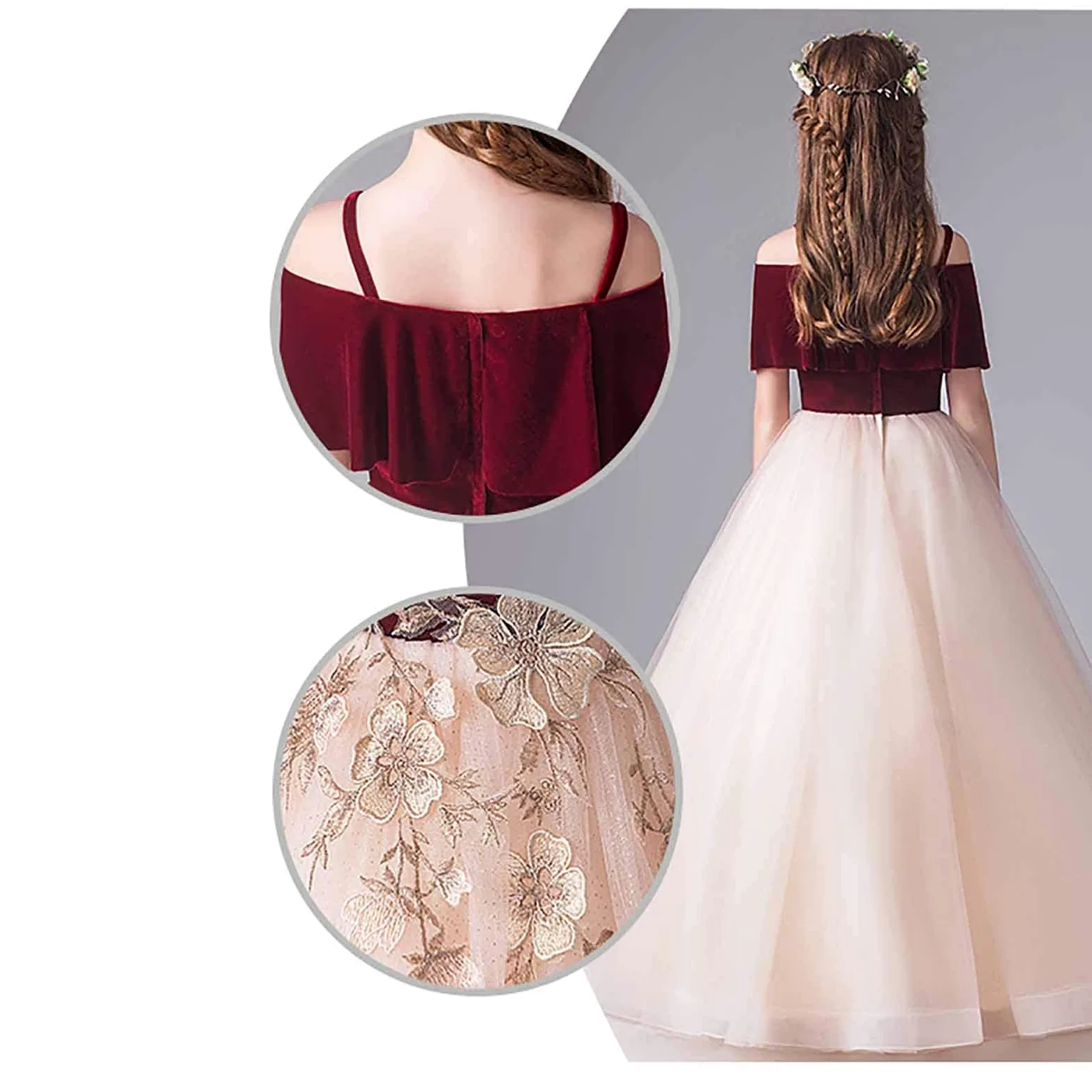 Vestidos para niñas Disfraces Vestido de princesa Vestido de novia de cumpleaños Pettiskirt Disfraz de piano Vino rojo Vestido de noche para niños Fiesta de noche para niños (Color: Rojo Tamaño: 150