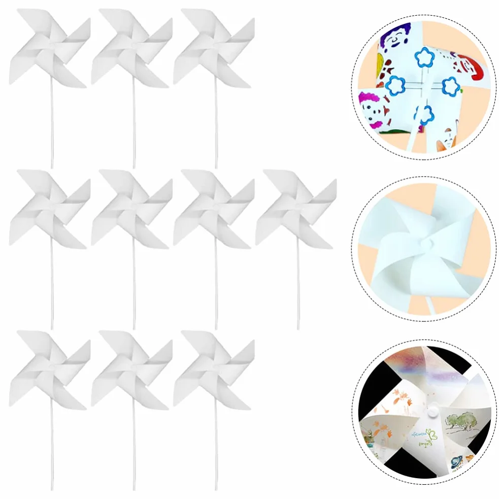 TOYANDONA 24 piezas para hacer tus propios molinos de viento, bricolaje, pintura, manualidades, molinete en blanco, juguete para la escuela, trabajo, manualidades en casa