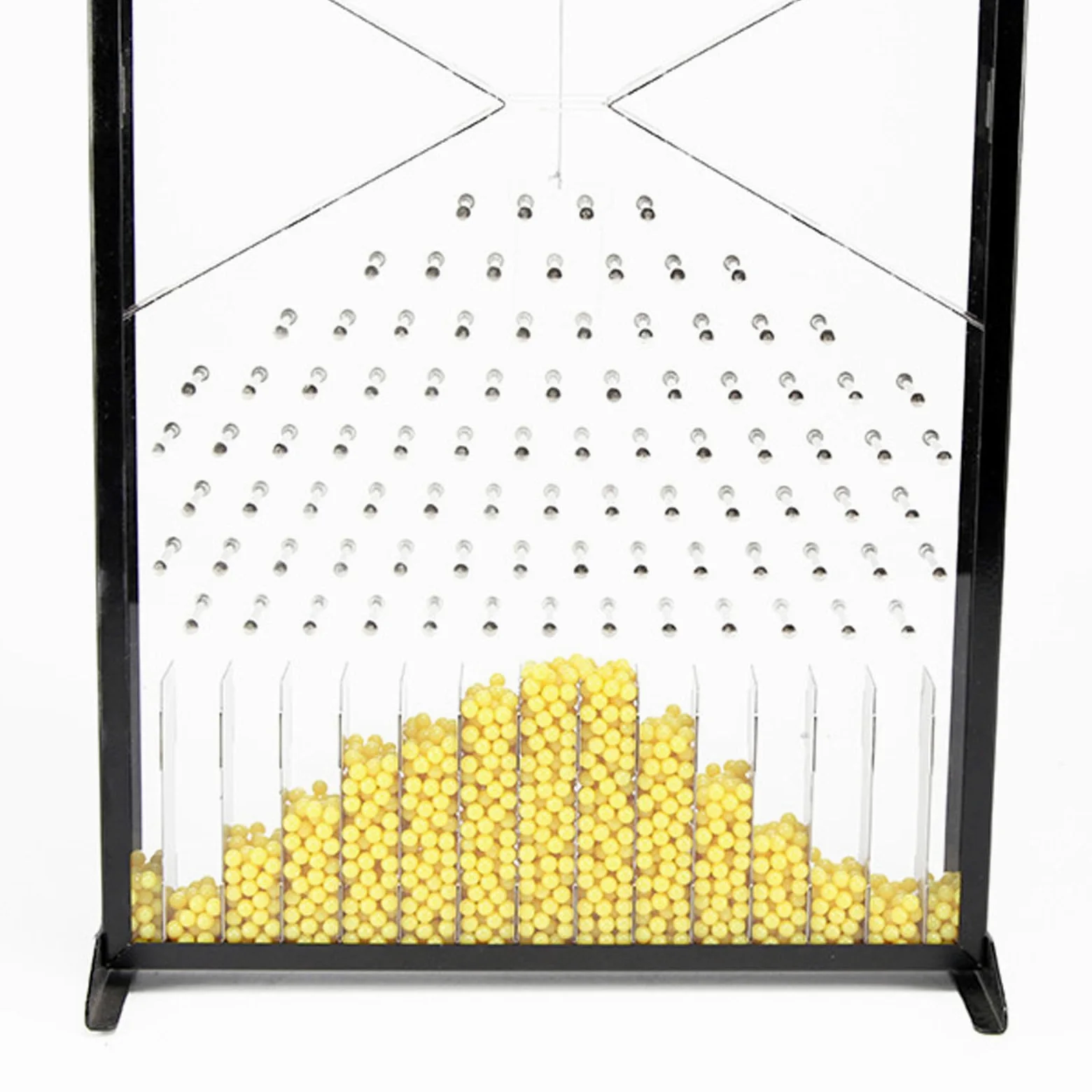 Modelo Experimental de la Placa de Galton, Modelo de distribución Normal con Divisor, para Demostrar leyes estadísticas, Velocidad Molecular del Gas.