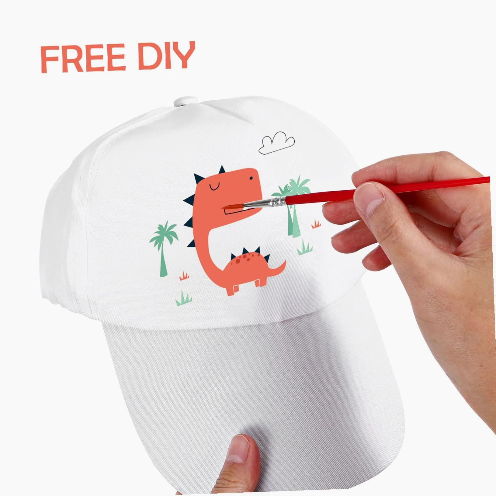 TOYANDONA Sombrero para Niños de Algodón Blanco, 10 Piezas, Visera Ligera y Resistente, Adecuado para Pintar y Actividades Creativas