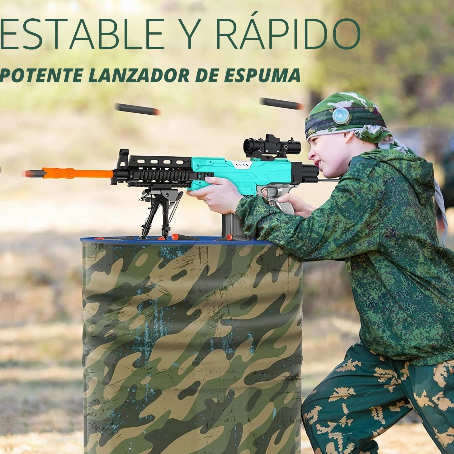 Pistola de Juguete eléctrica para niños, 3 Modos, 50 pies, 2 revistas, 100 Dardos, Recargable, 6 años en adelante, niños