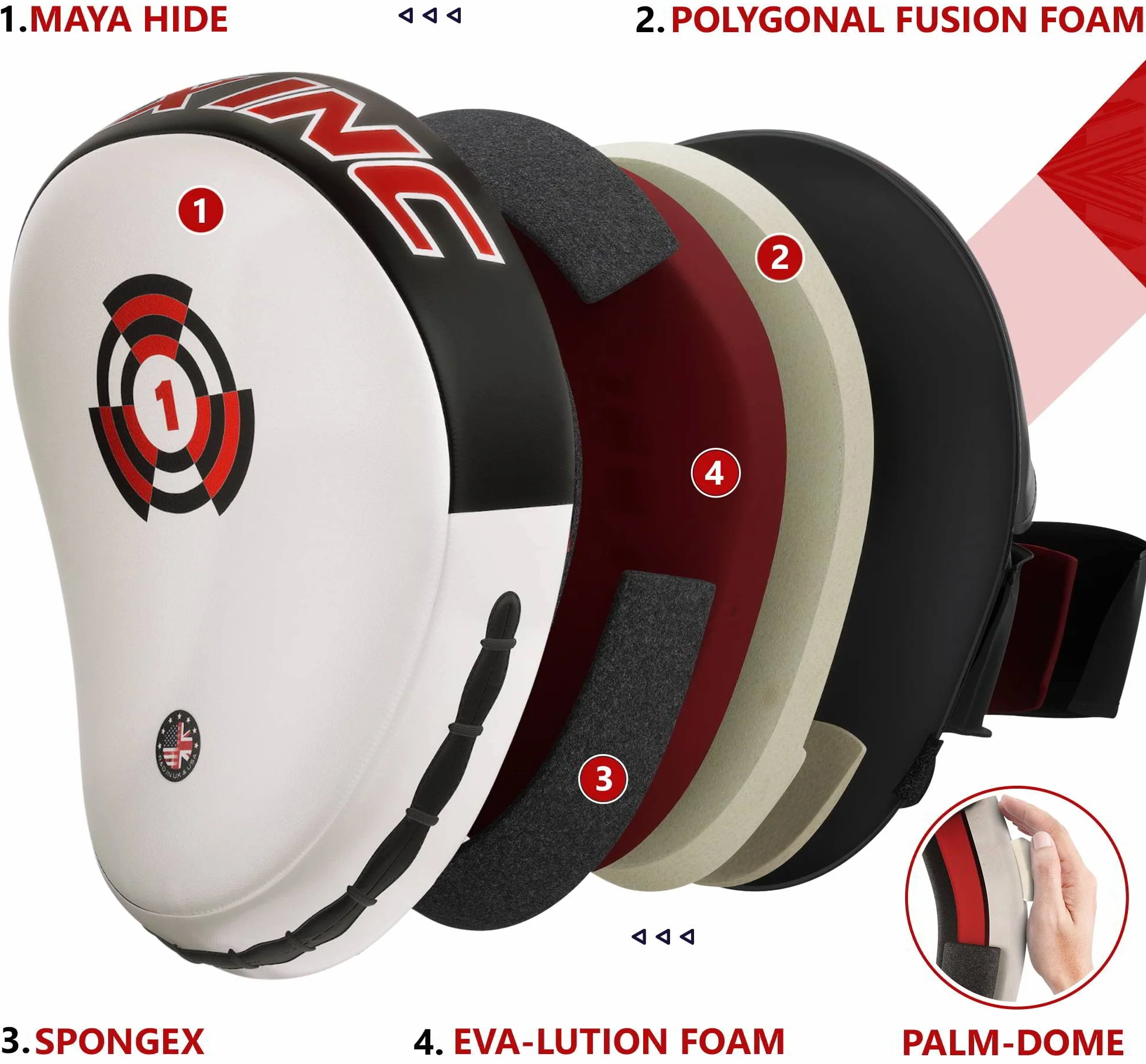 RDX Maya Hide Cuero Curvadas Boxing Pads Gancho Jab Patada Almohadilla Kick Boxing Sparring