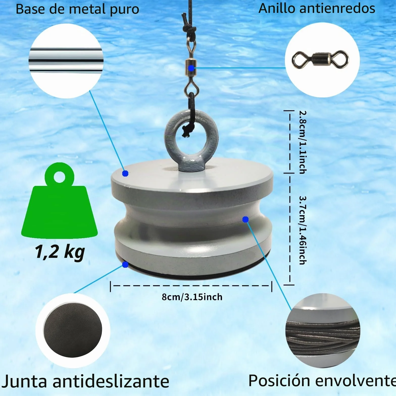 Dispositivo de Entrenamiento de Tenis con Base Metálica de 1,2 kg para Exteriores