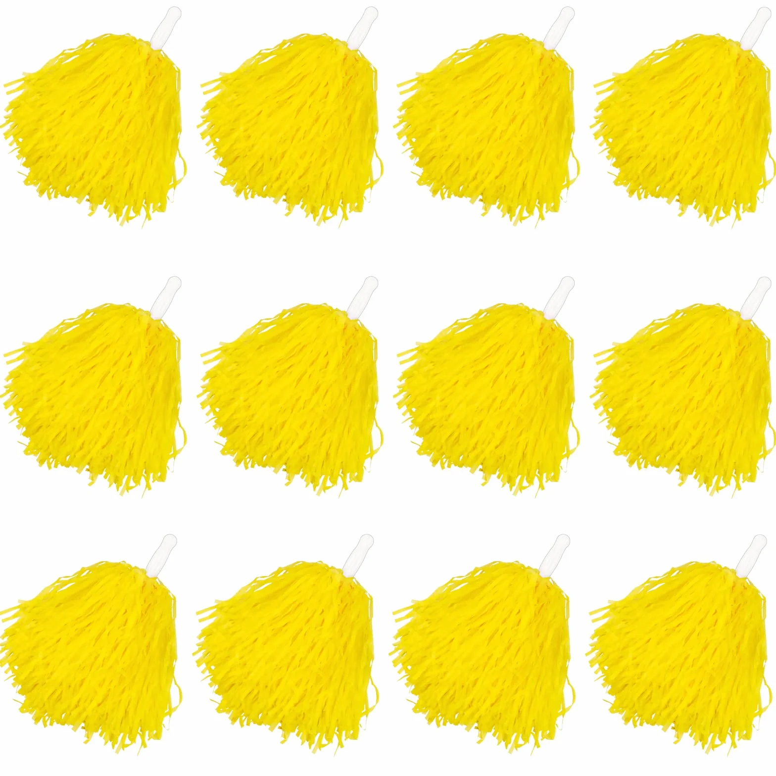 Pompones de plástico para animadoras, Paquete de 12, Amarillo