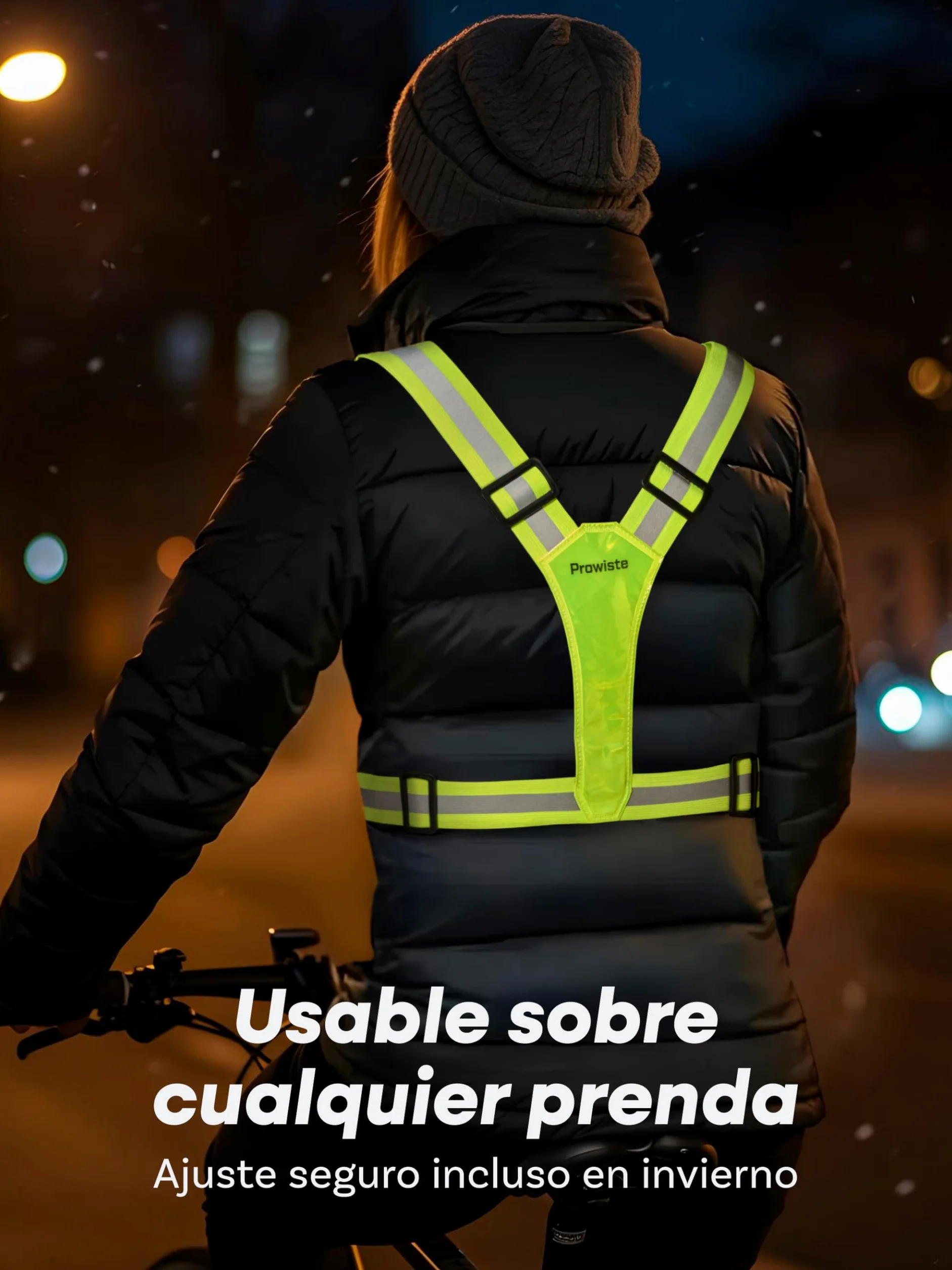 Chaleco Reflectante Bicicleta Visibilidad 360° Bolsillo Frontal Correas Ajustables Hombres Mujeres