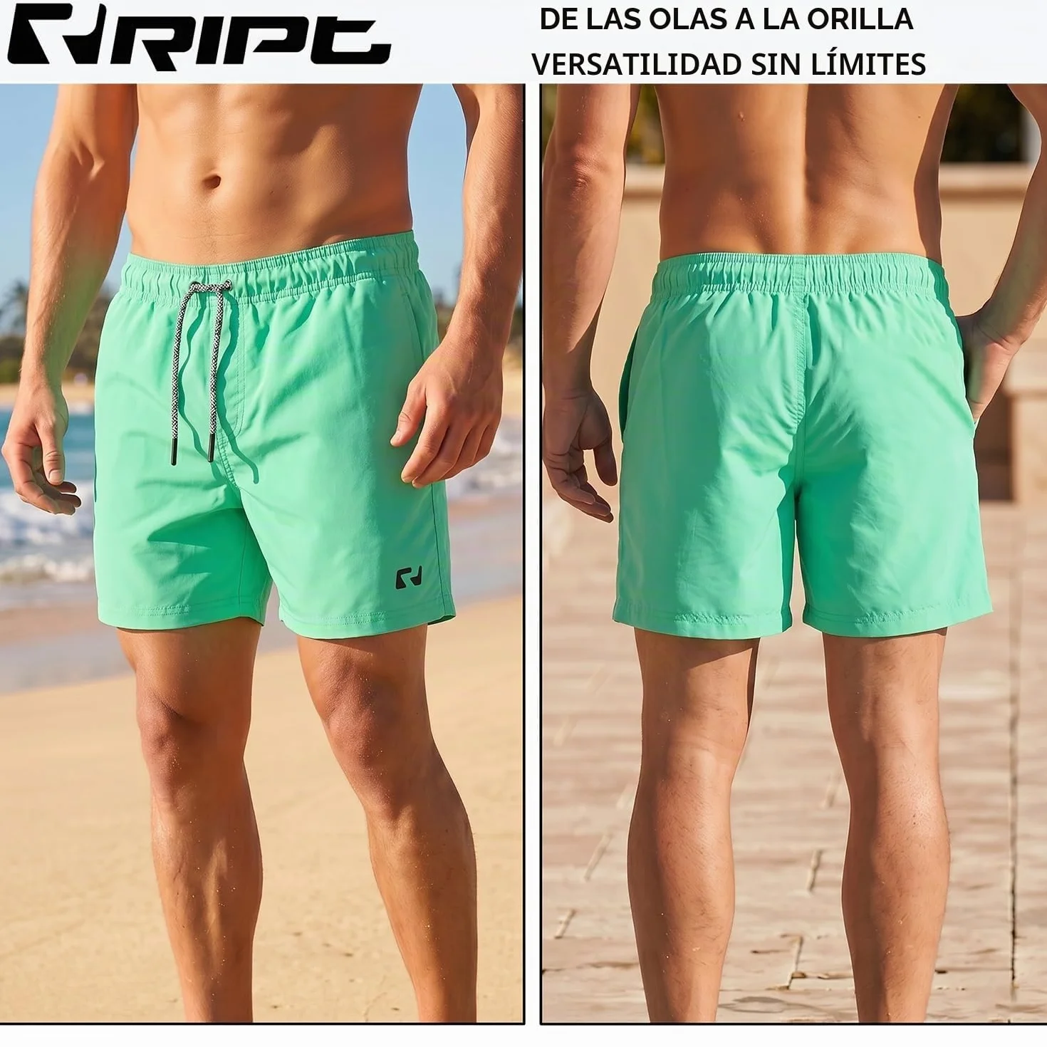 Bañador Hombre Secado Rápido UV50 – Pantalón Corto con Forro Malla para Playa Natación Surf