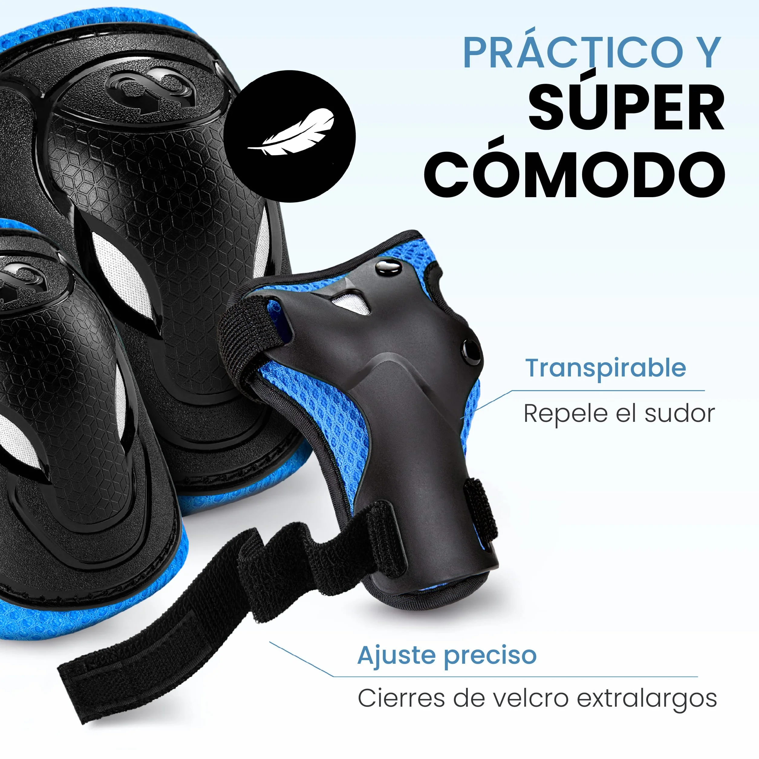 99FLIPS Protecciones Patines Niña Niño Set 6 Piezas Coderas Muñequeras Rodilleras Protectores Skate