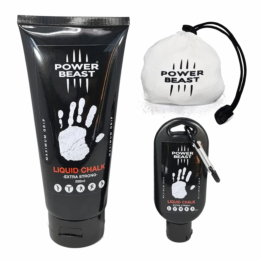 Pack Magnesio Líquido 200Ml + 50ML + 60Gr, Bola Tiza Magnesio Rellenable, Liquid Chalk, Tiza Líquida para Gimnasio, Calistenia, Halterofilia