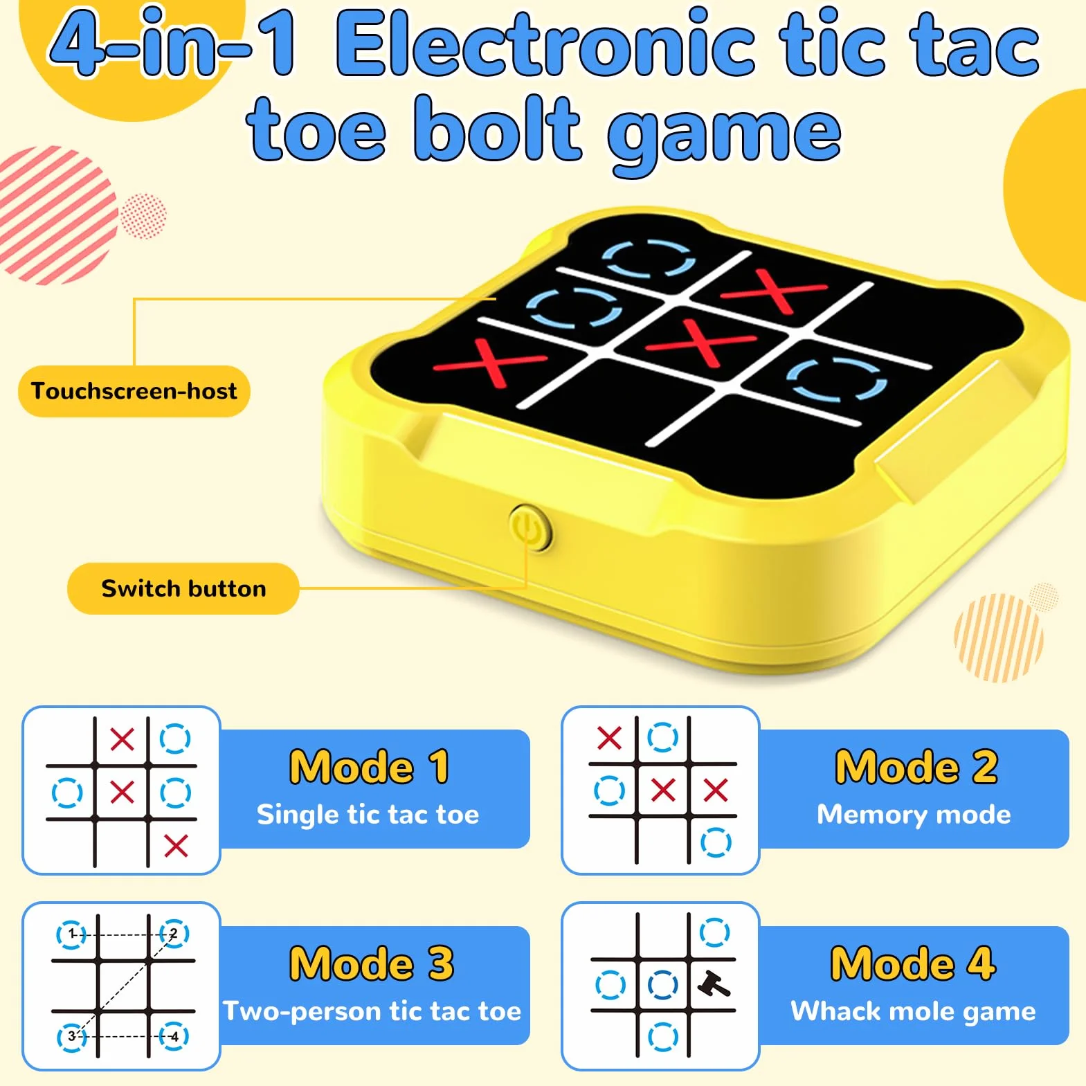 Juego Electrónico Tic Tac Toe Bolt 3 en Raya Portátil 3 en 1