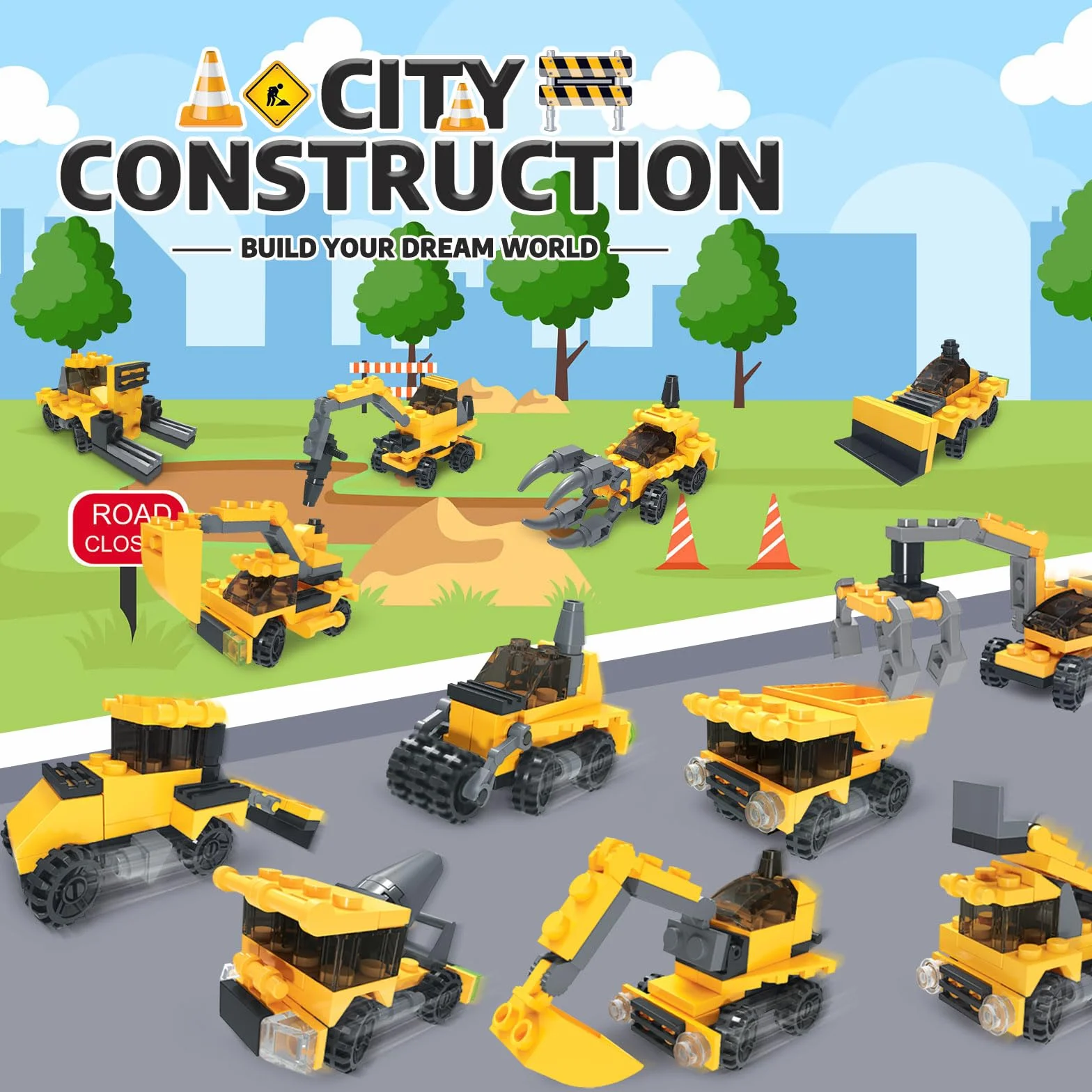 Calendario Adviento Niños 24 piezas Bloques de construcción de camiones de bomberos e ingeniería Juguetes para niños Calendario de Adviento 24 días Regalos para Niñas