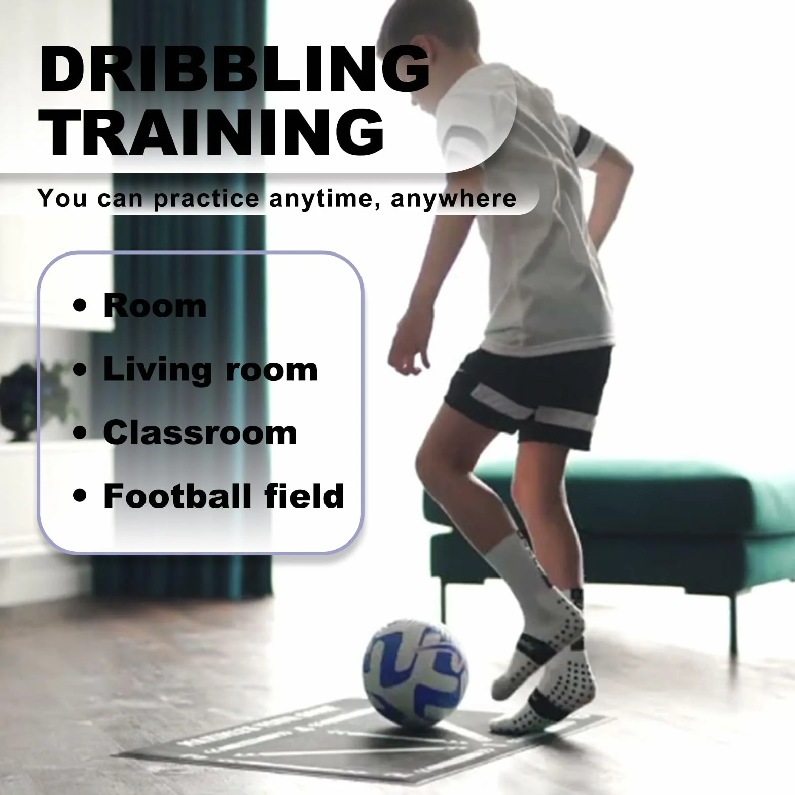 Soccer Training Mat XL 90x60cm for Dribble Ball Control Footwork