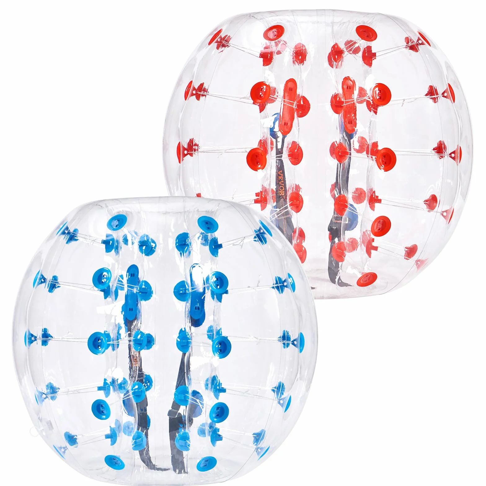 VEVOR Bola de Choque Inflable 2 Piezas 1,2 m x 1,03 m Bola de Colisión Humana y Rebote de Burbujas Cuerpo de PVC Parachoques Inflable de Puntos Rojo+Azul