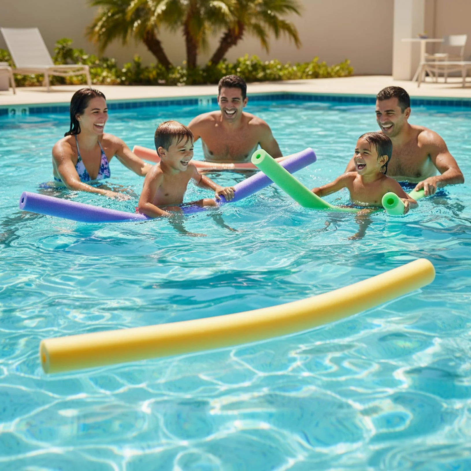 Pool Noodles, paquete de 6, espuma EPE brillante, negro, 47, 2 pulgadas. | Espuma flotante de EPE, adecuada para niños y adultos, ideal para juegos acuáticos en la piscina