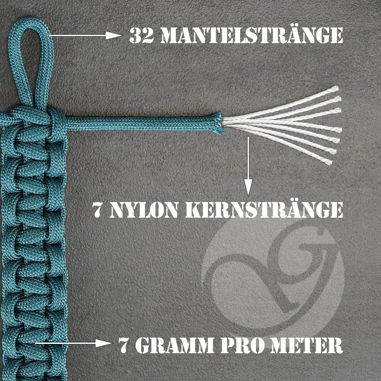 Ganzoo Paracord 550 Survival Rope 31m 100ft Fern Green Nylon