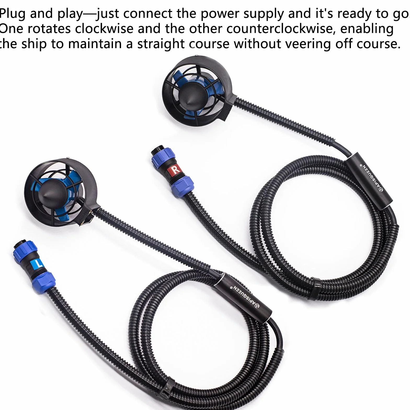 12-16 V Thruster submarino U2 Set, fuerza de accionamiento total 3,40 kg, puede empujar 100 kg, velocidad 1-3 km/h, motor sin escobillas para barcos de pesca y ROVs