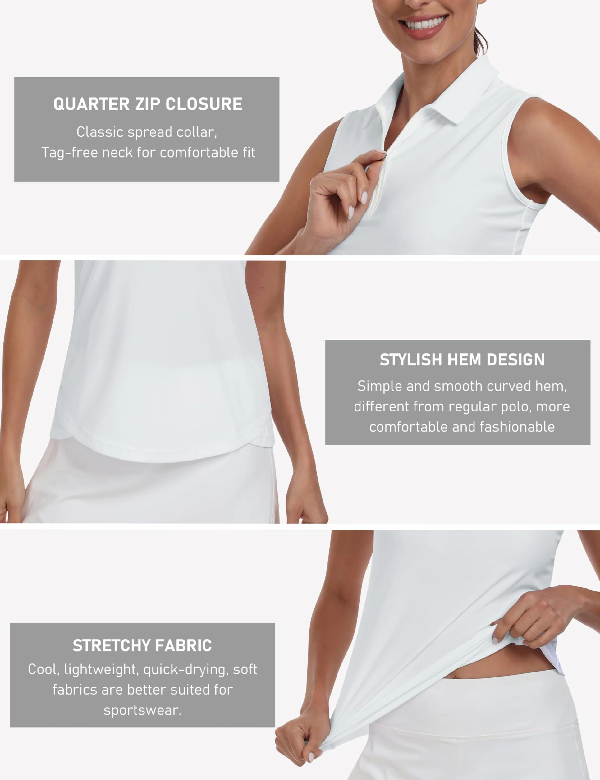 MoFiz Camisetas Sin Mangas Mujer Polo Verano Deportivas Tank Top Golf Cremallera